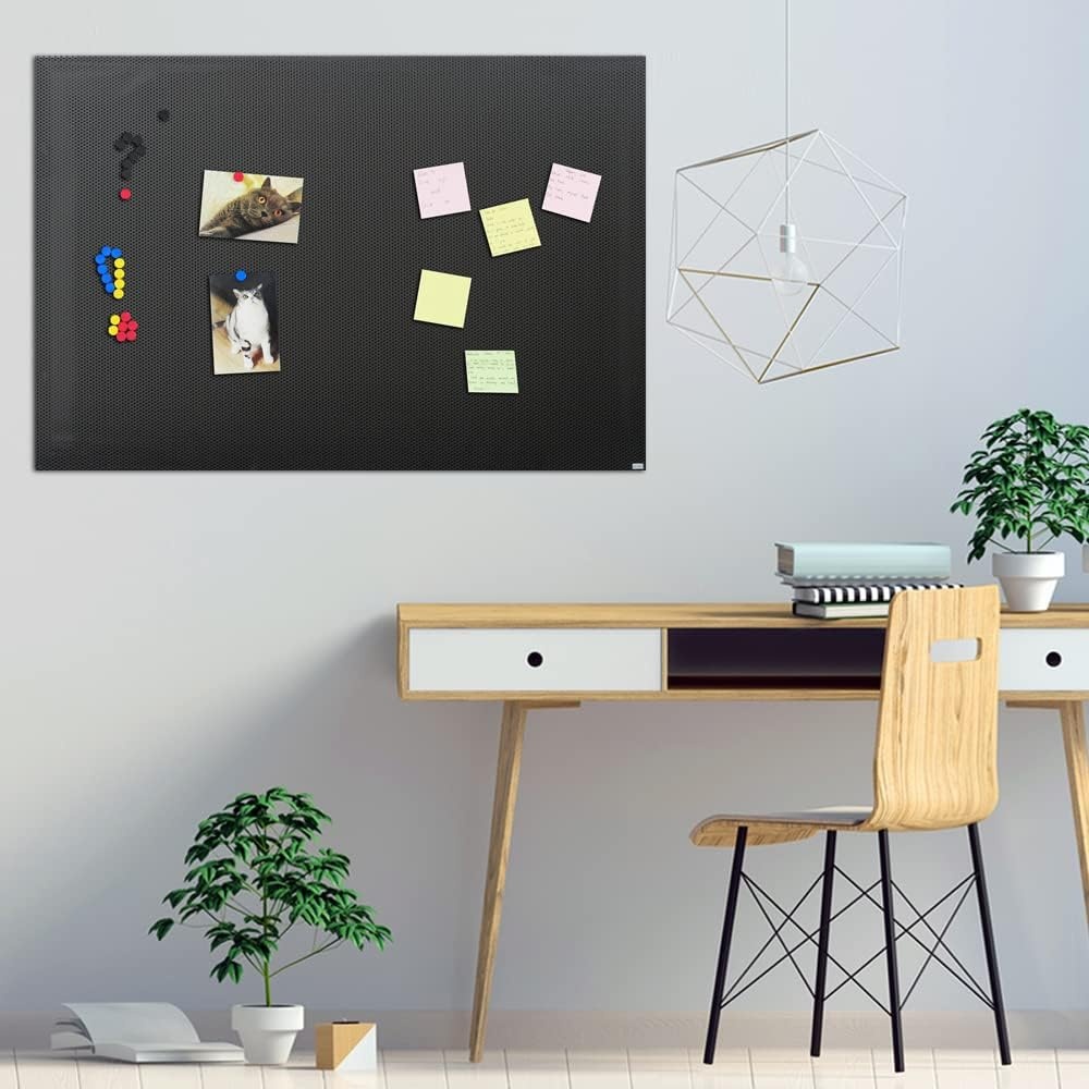 image:imageJILoffice Bulletin Board Magnetic Board 24 x 18 Inch Great Wall Mounting Board with 40 Magnets Decorative Board for Photos and MessagesBlack