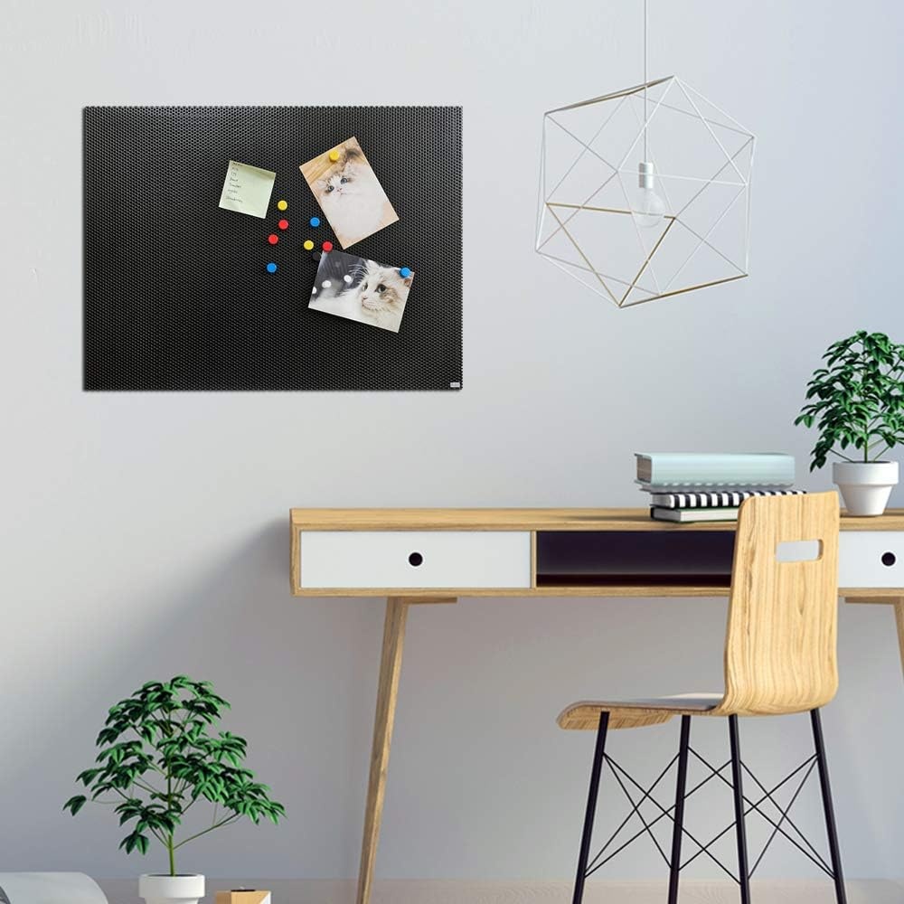 image:imageJILoffice Bulletin Board Magnetic Board 24 x 18 Inch Great Wall Mounting Board with 40 Magnets Decorative Board for Photos and MessagesBlack
