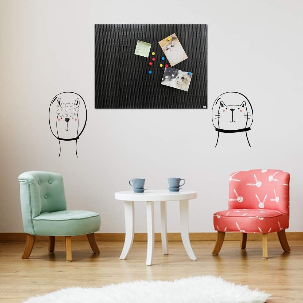 image:imageJILoffice Bulletin Board Magnetic Board 24 x 18 Inch Great Wall Mounting Board with 40 Magnets Decorative Board for Photos and MessagesBlack