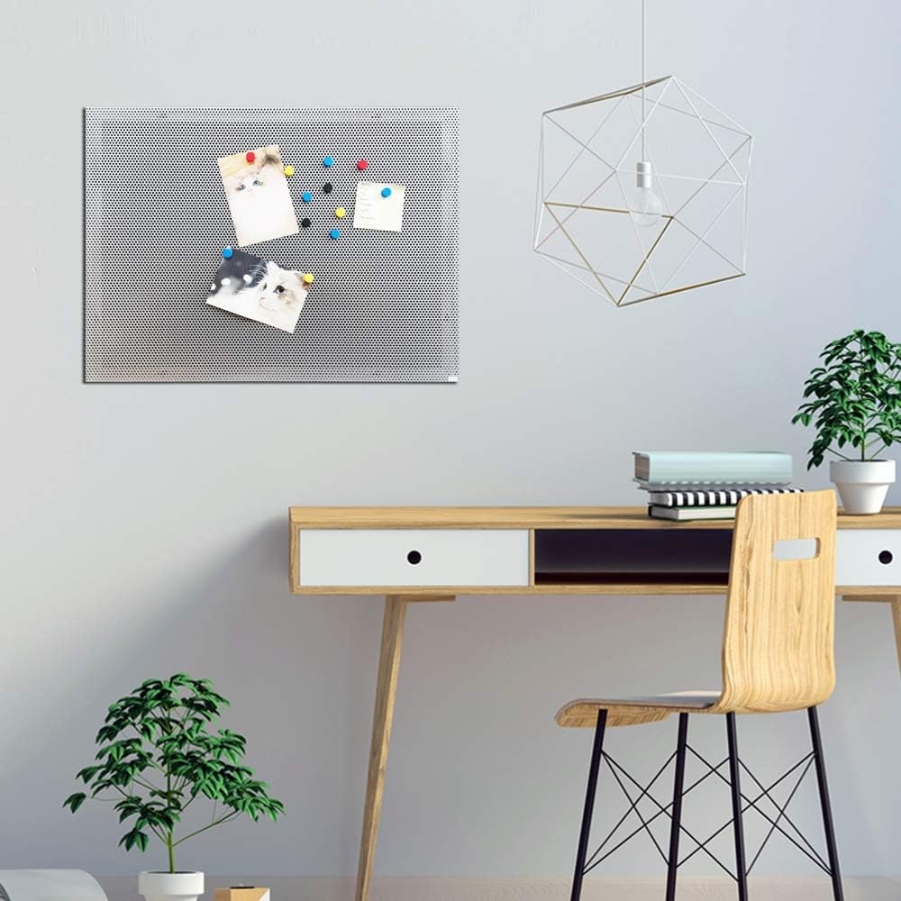 image:imageJILoffice Bulletin Board Magnetic Board 24 x 18 Inch Great Wall Mounting Board with 40 Magnets Decorative Board for Photos and MessagesSilver