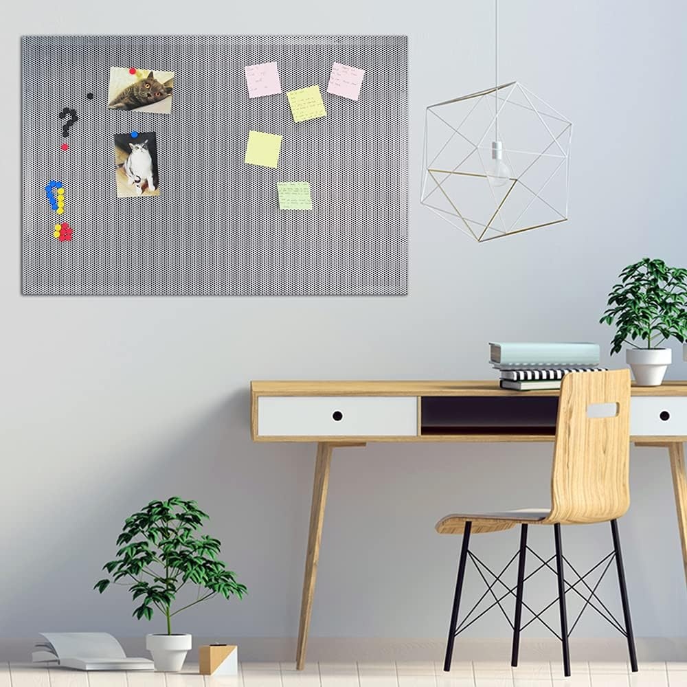image:imageJILoffice Bulletin Board Magnetic Board 24 x 18 Inch Great Wall Mounting Board with 40 Magnets Decorative Board for Photos and MessagesSilver