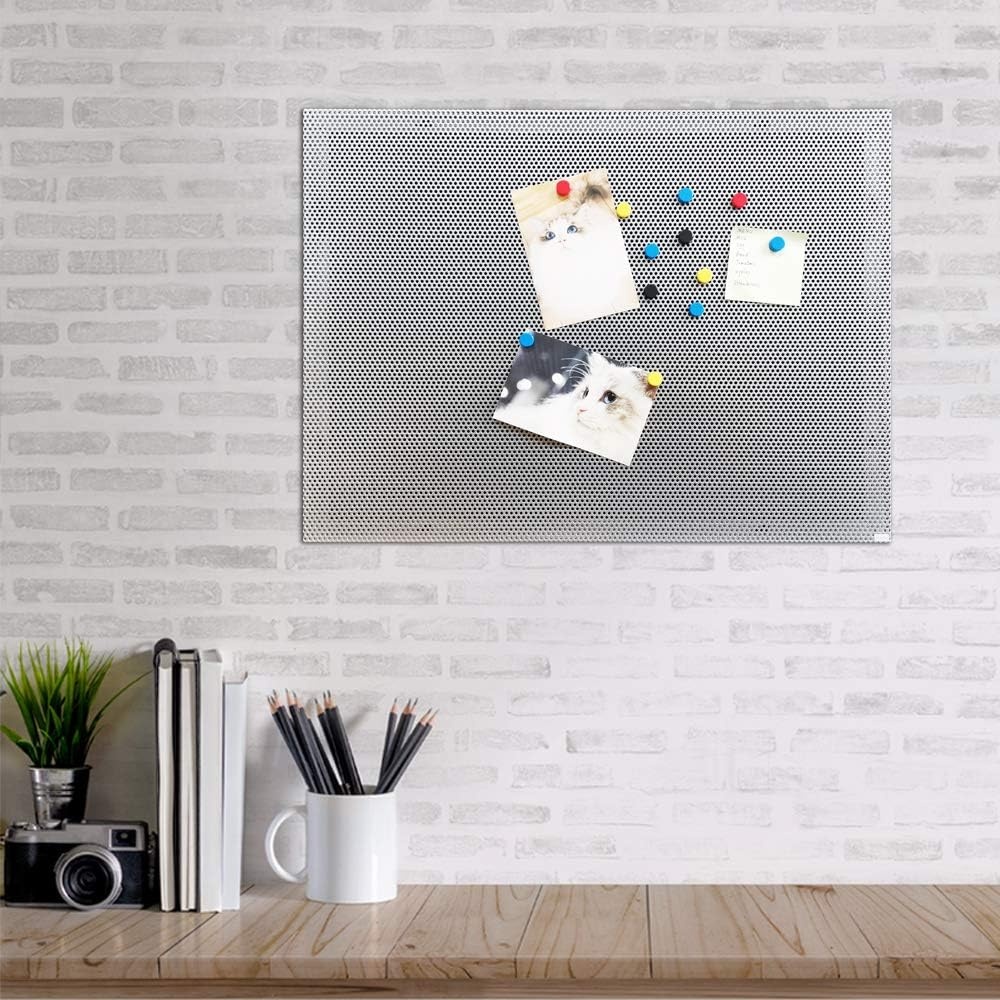 image:imageJILoffice Bulletin Board Magnetic Board 24 x 18 Inch Great Wall Mounting Board with 40 Magnets Decorative Board for Photos and MessagesSilver