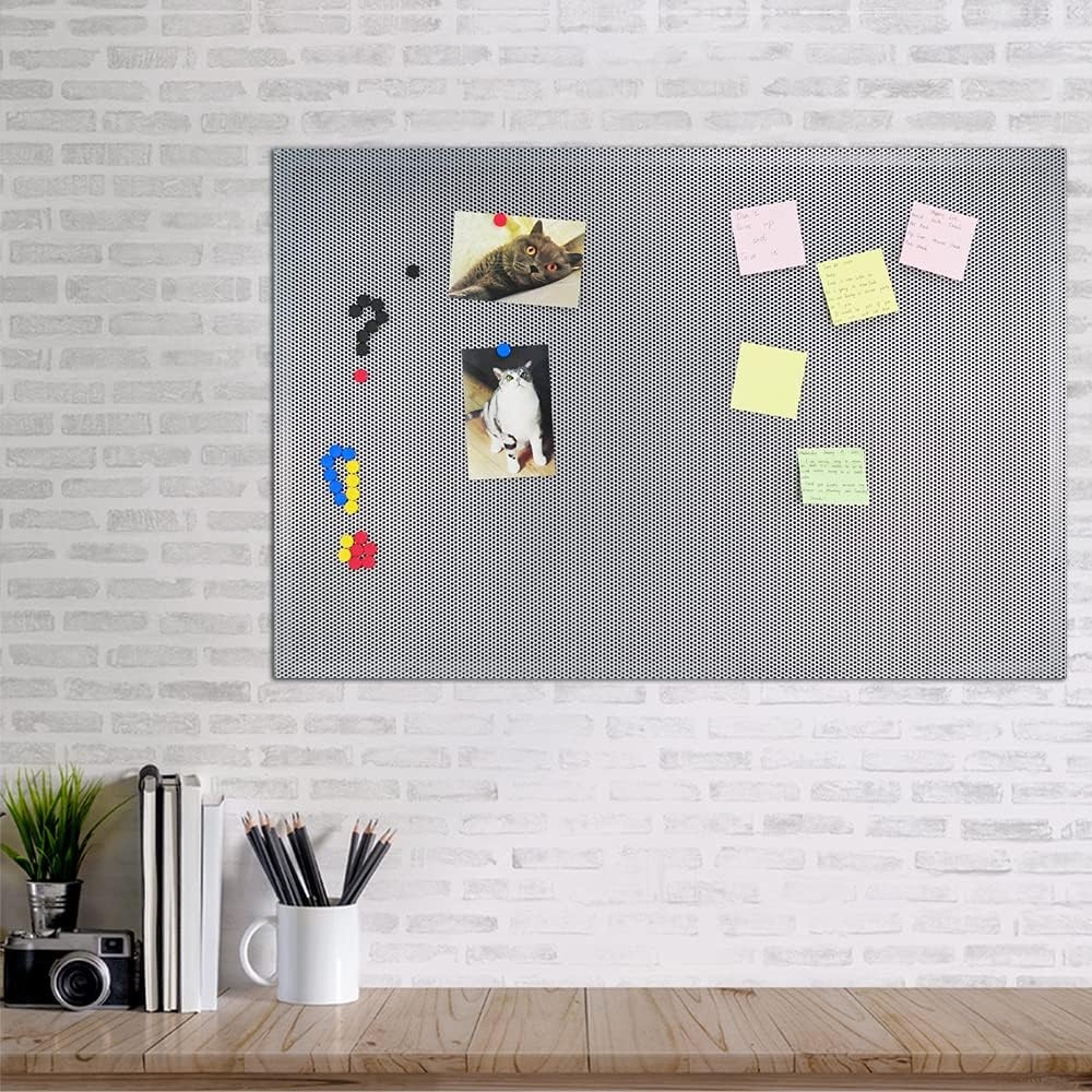 image:imageJILoffice Bulletin Board Magnetic Board 24 x 18 Inch Great Wall Mounting Board with 40 Magnets Decorative Board for Photos and MessagesSilver