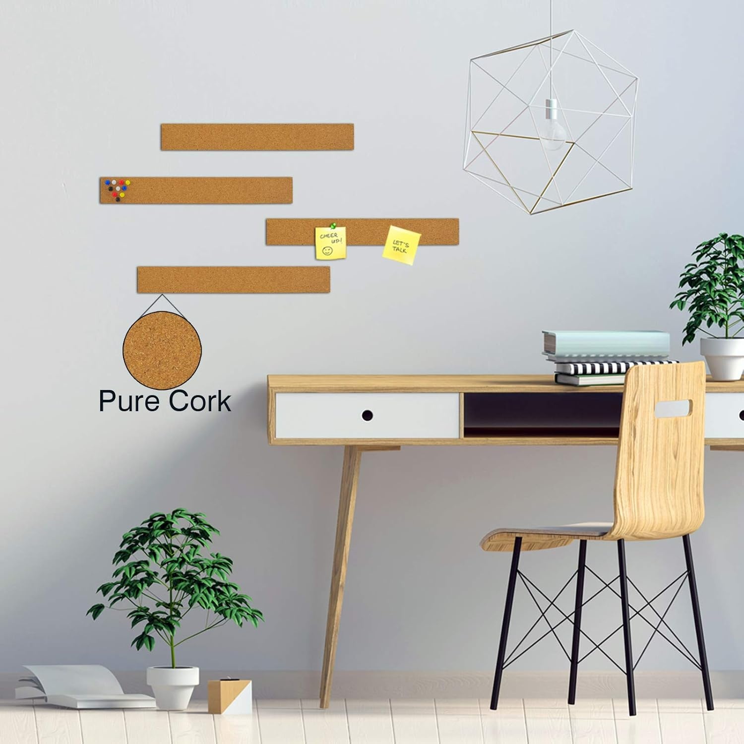 image:imageJILoffice Cork Strip Bulletin Bar 2 x 15 Inch 4 Pieces for Office Home and School