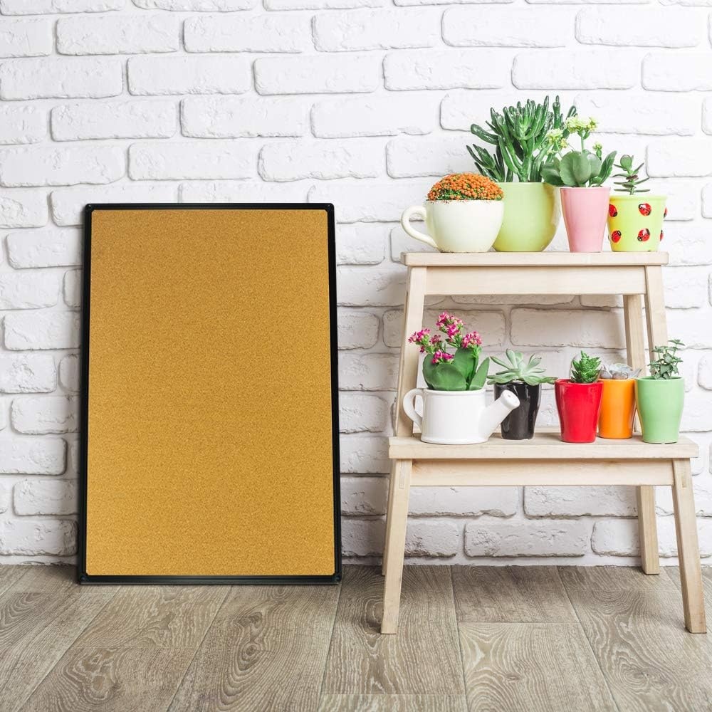 image:imageJILoffice Corkboard Bulletin Board 36 x 24 Notice Board Black Aluminum Frame Wall Mounted Board for Office Home and School with 10 Push Pins36 x 24 Inch