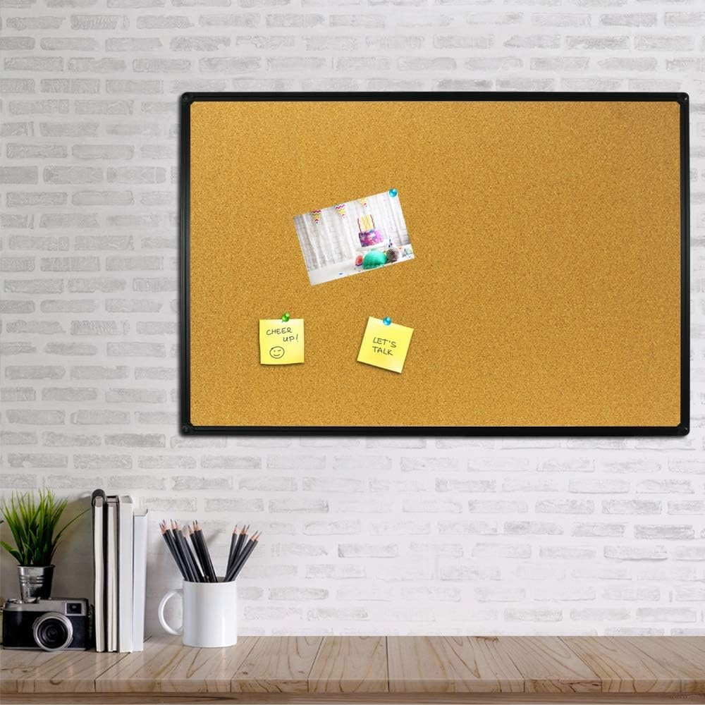 image:imageJILoffice Corkboard Bulletin Board 36 x 24 Notice Board Black Aluminum Frame Wall Mounted Board for Office Home and School with 10 Push Pins36 x 24 Inch