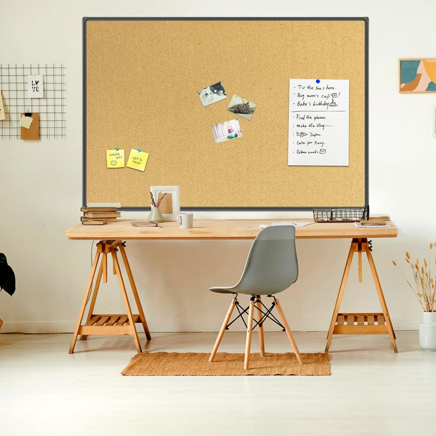 image:imageJILoffice Corkboard Bulletin Board 36 x 24 Notice Board Black Aluminum Frame Wall Mounted Board for Office Home and School with 10 Push Pins60 x 36 Inch