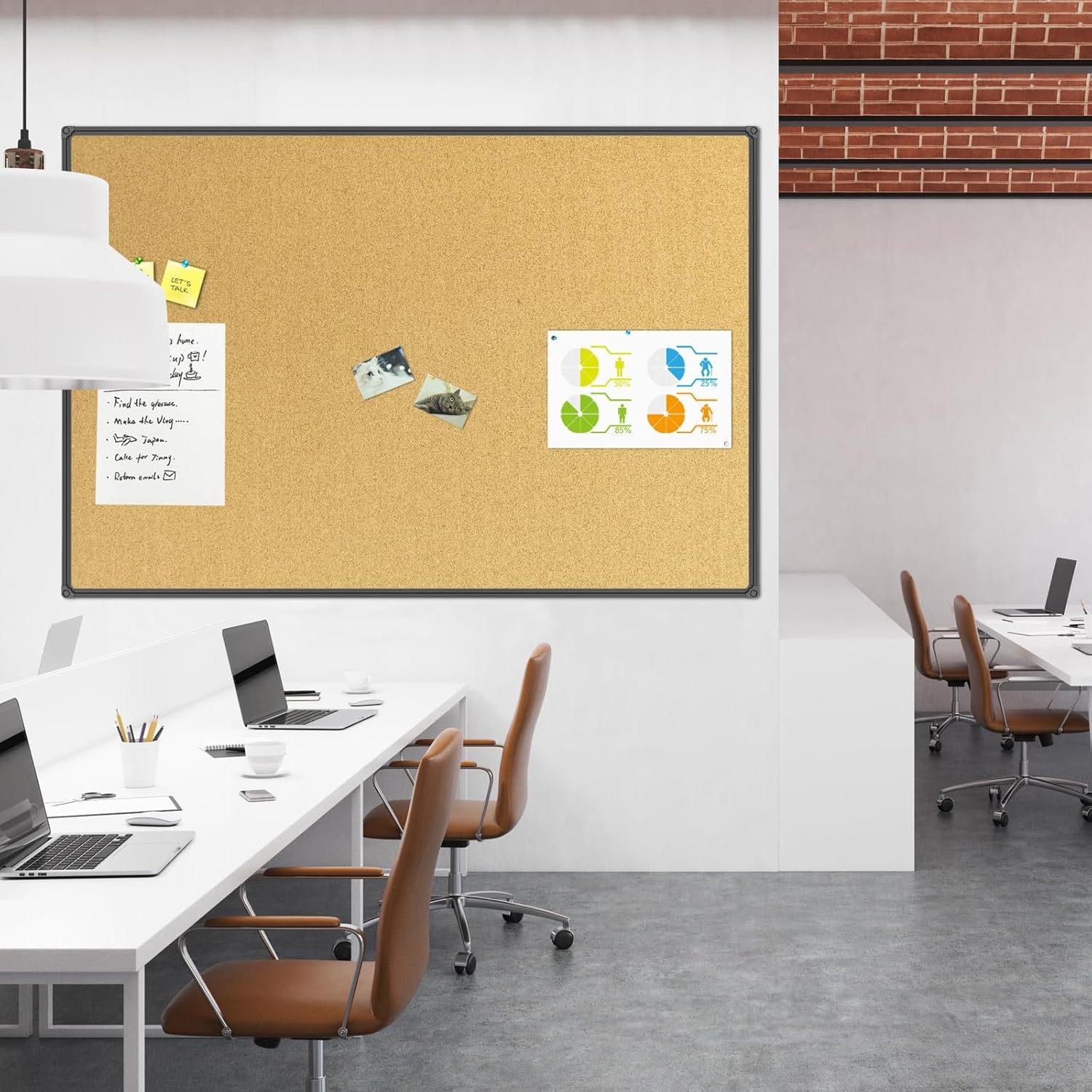 image:imageJILoffice Corkboard Bulletin Board 36 x 24 Notice Board Black Aluminum Frame Wall Mounted Board for Office Home and School with 10 Push Pins60 x 36 Inch