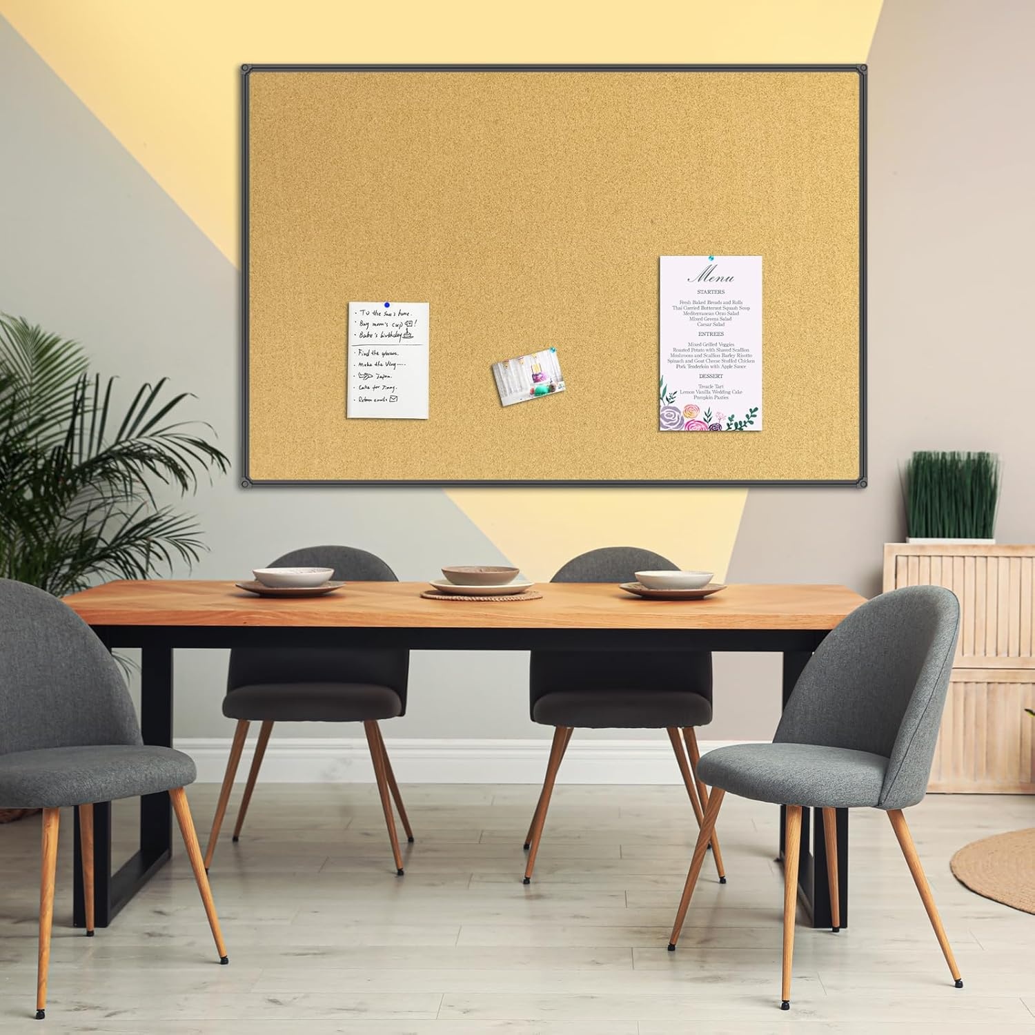 image:imageJILoffice Corkboard Bulletin Board 36 x 24 Notice Board Black Aluminum Frame Wall Mounted Board for Office Home and School with 10 Push Pins60 x 36 Inch