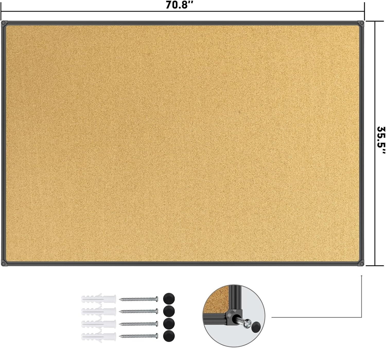 image:imageJILoffice Corkboard Bulletin Board 36 x 24 Notice Board Black Aluminum Frame Wall Mounted Board for Office Home and School with 10 Push Pins72 x 36 Inch