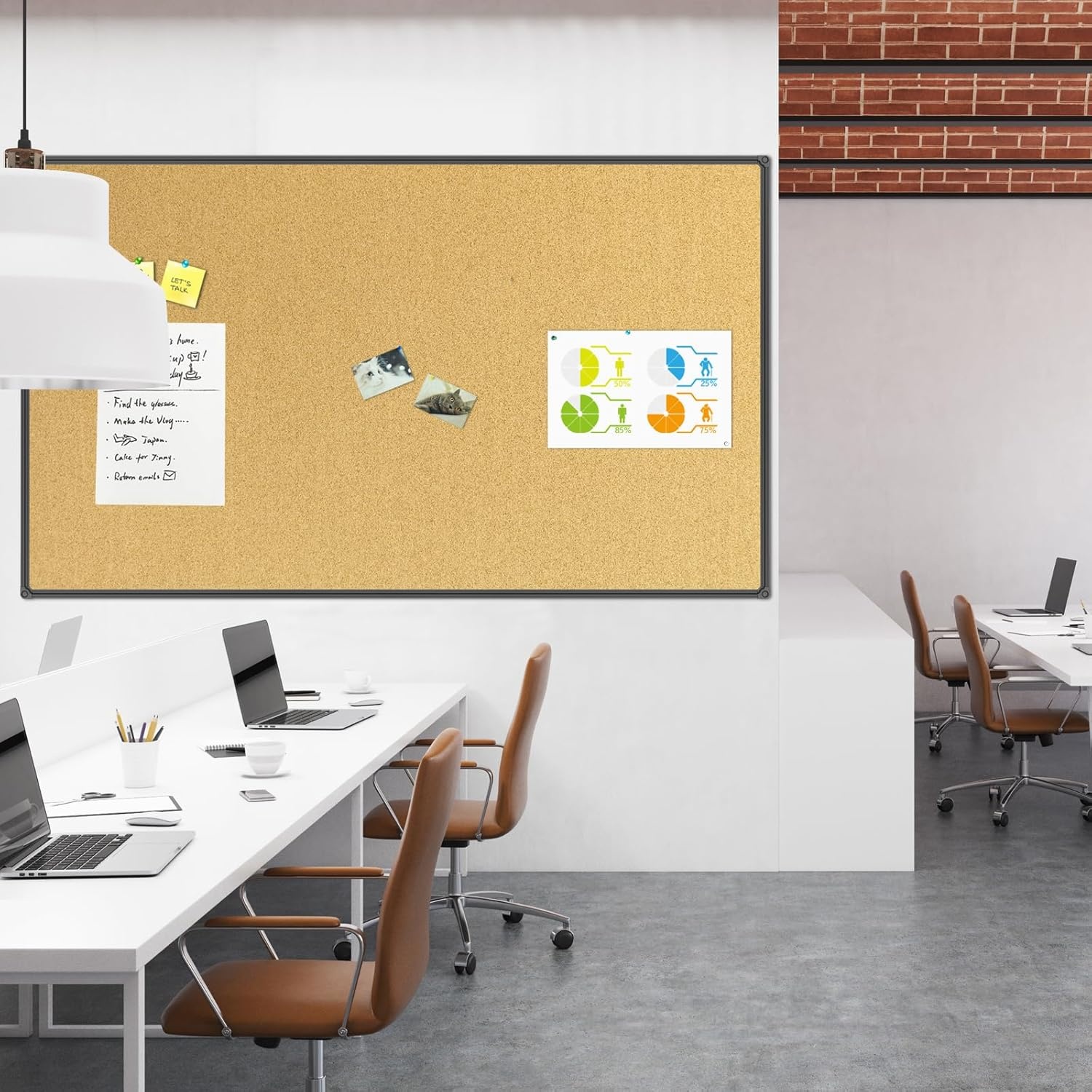 image:imageJILoffice Corkboard Bulletin Board 36 x 24 Notice Board Black Aluminum Frame Wall Mounted Board for Office Home and School with 10 Push Pins72 x 36 Inch