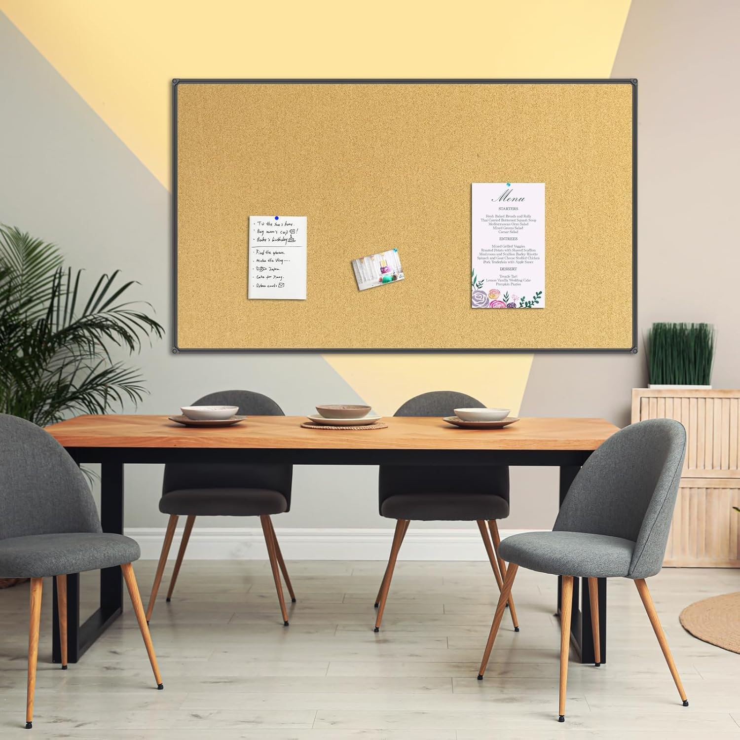 image:imageJILoffice Corkboard Bulletin Board 36 x 24 Notice Board Black Aluminum Frame Wall Mounted Board for Office Home and School with 10 Push Pins72 x 36 Inch