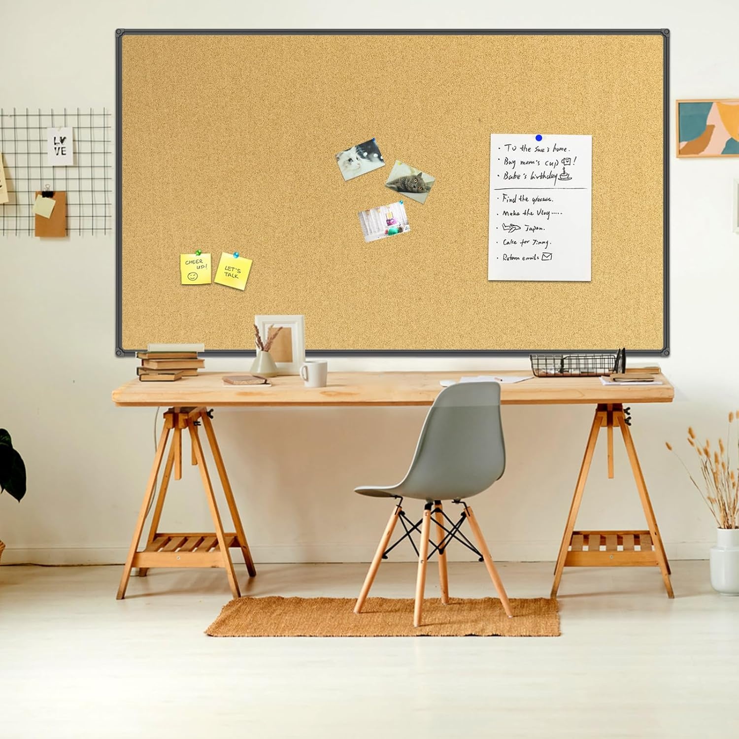 image:imageJILoffice Corkboard Bulletin Board 36 x 24 Notice Board Black Aluminum Frame Wall Mounted Board for Office Home and School with 10 Push Pins72 x 36 Inch