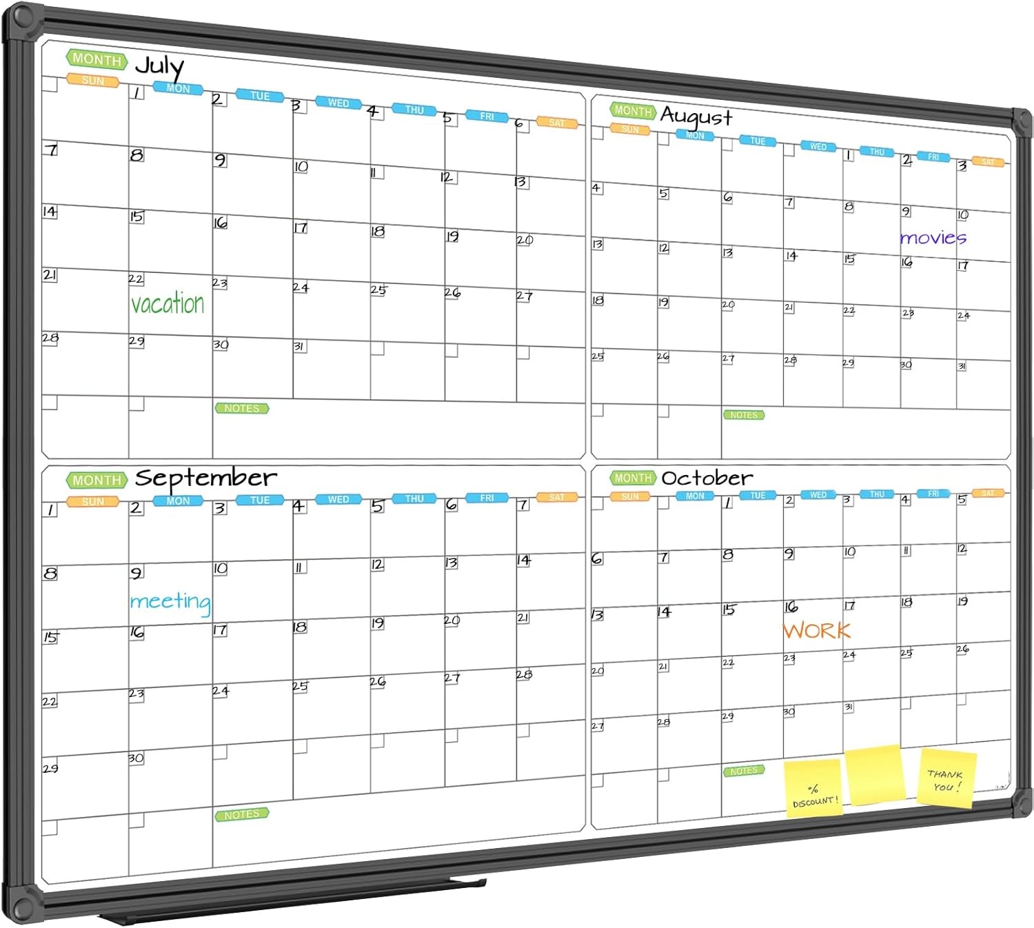 image:imageJILoffice Large Dry Erase Calendar Whiteboard Magnetic White Board Calendar Monthly 60 X 40 Inch Black Aluminum Frame Wall Mounted Board for Office Home and SchoolBlack