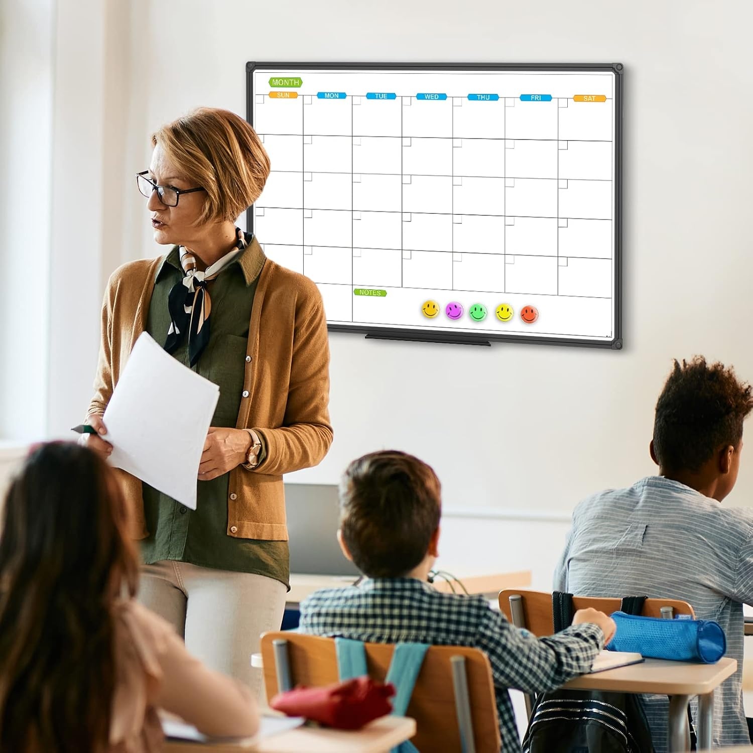 image:imageJILoffice Large Dry Erase Calendar Whiteboard Magnetic White Board Calendar Monthly 60 X 40 Inch Black Aluminum Frame Wall Mounted Board for Office Home and SchoolBlack
