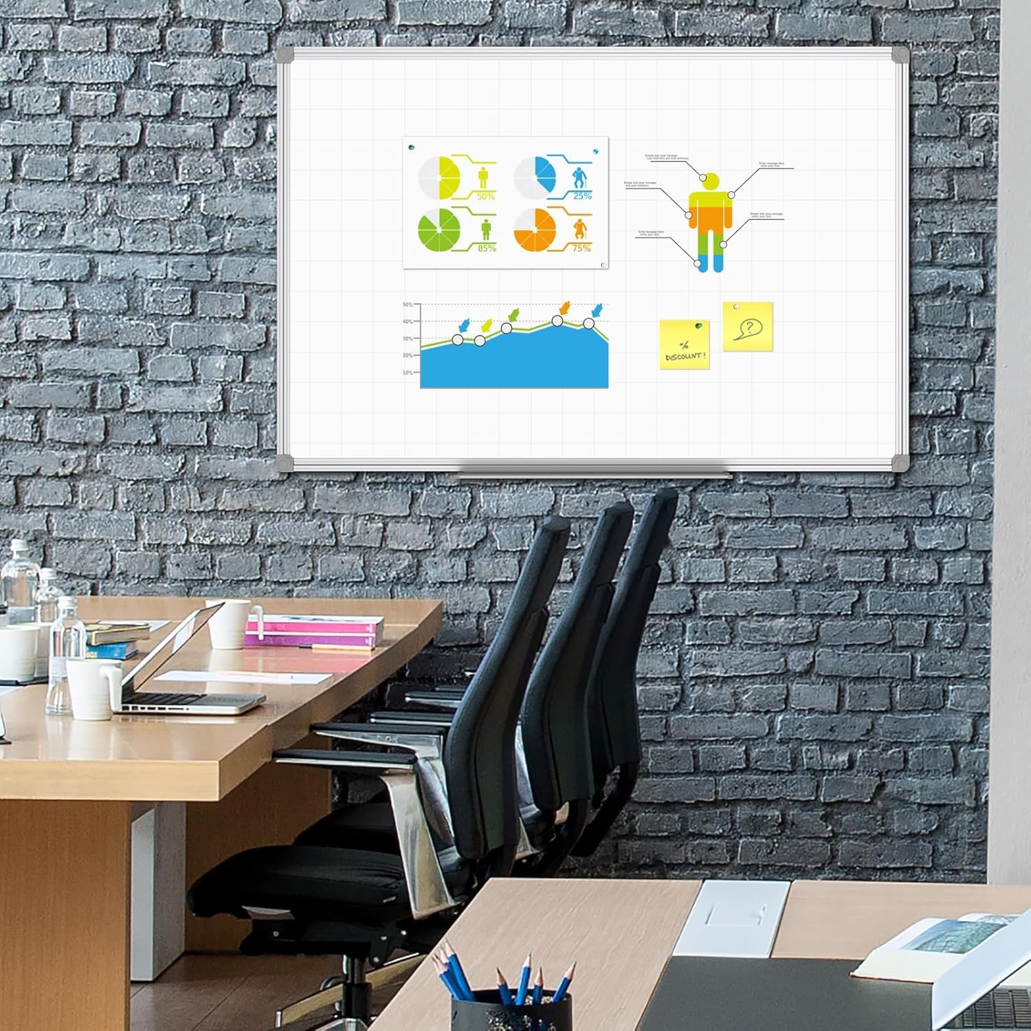 image:imageJILoffice Large Dry Erase Calendar Whiteboard Magnetic White Board Calendar Monthly 60 X 40 Inch Black Aluminum Frame Wall Mounted Board for Office Home and SchoolSilver