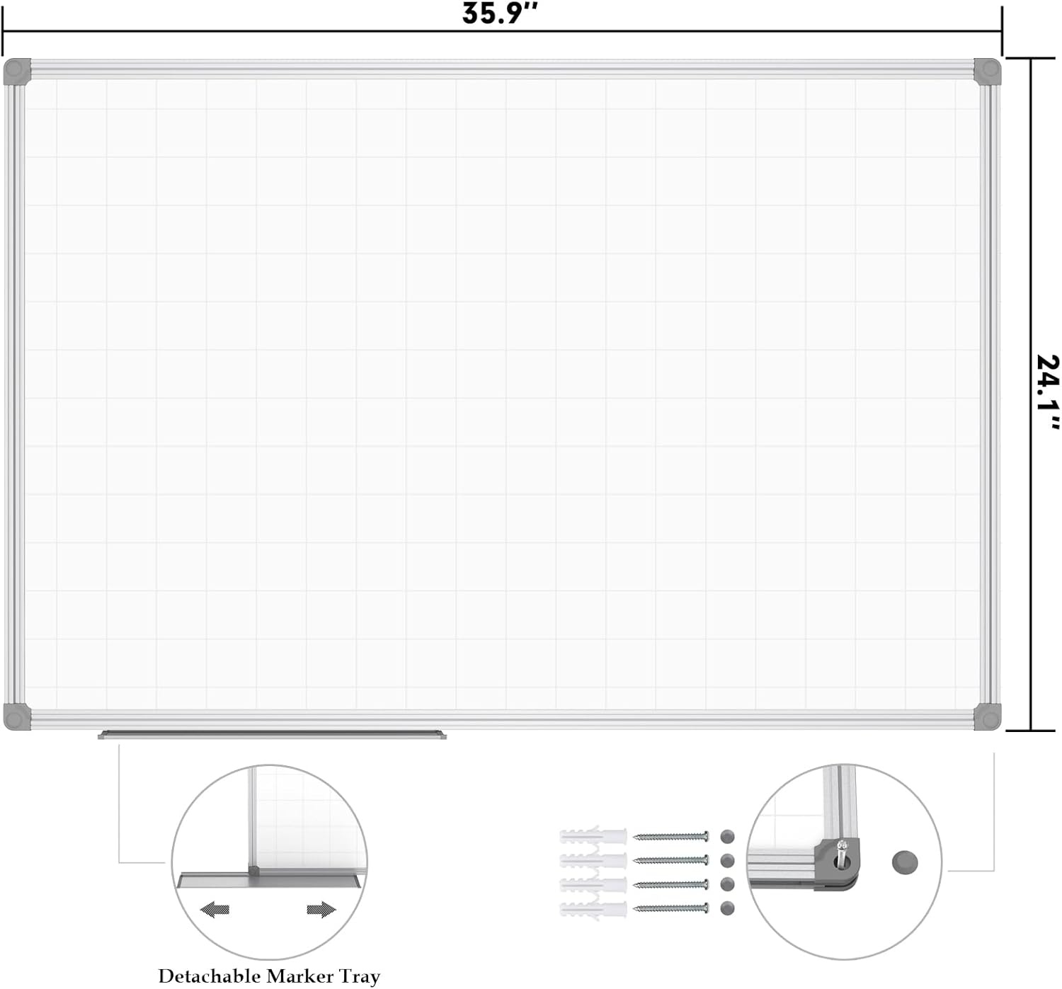 image:imageJILoffice Large Dry Erase Calendar Whiteboard Magnetic White Board Calendar Monthly 60 X 40 Inch Black Aluminum Frame Wall Mounted Board for Office Home and SchoolSilver