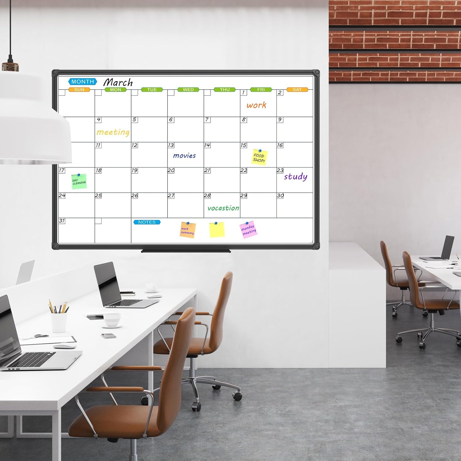 image:imageJILoffice Large Dry Erase Calendar Whiteboard Magnetic White Board Calendar Monthly 60 X 40 Inch Black Aluminum Frame Wall Mounted Board for Office Home and SchoolBlack