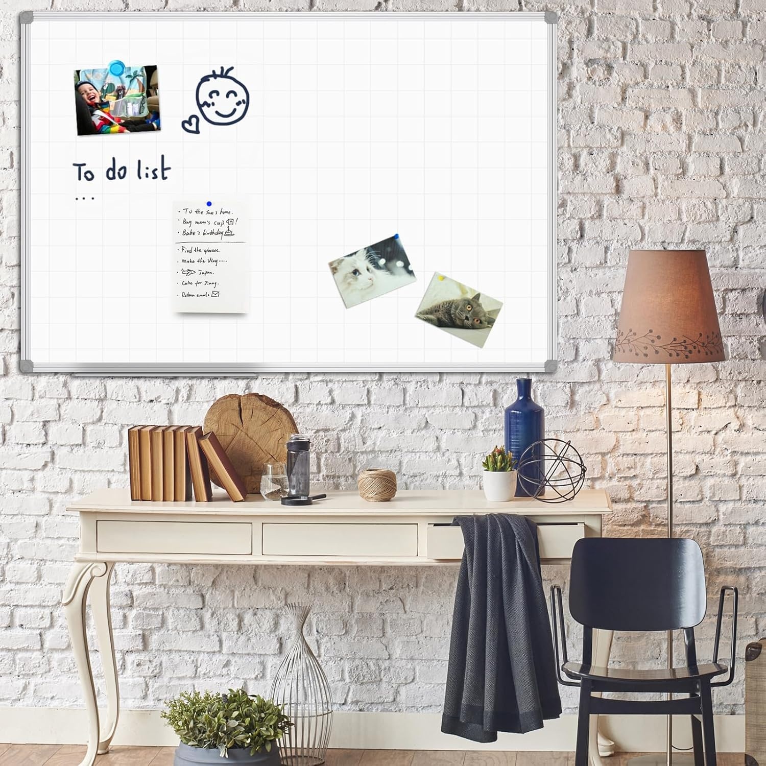 image:imageJILoffice Large Dry Erase Calendar Whiteboard Magnetic White Board Calendar Monthly 60 X 40 Inch Black Aluminum Frame Wall Mounted Board for Office Home and SchoolSilver
