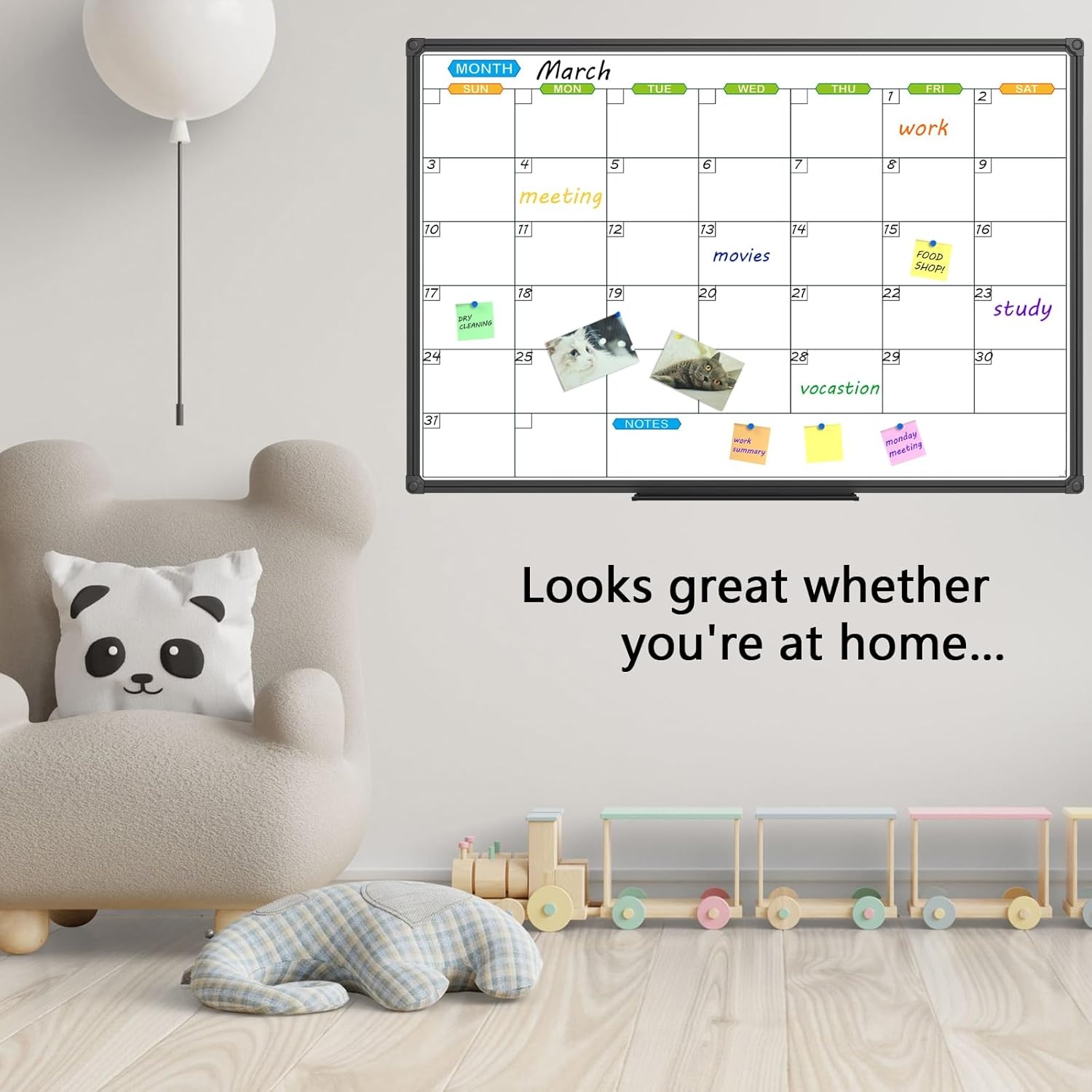 image:imageJILoffice Large Dry Erase Calendar Whiteboard Magnetic White Board Calendar Monthly 60 X 40 Inch Black Aluminum Frame Wall Mounted Board for Office Home and SchoolBlack