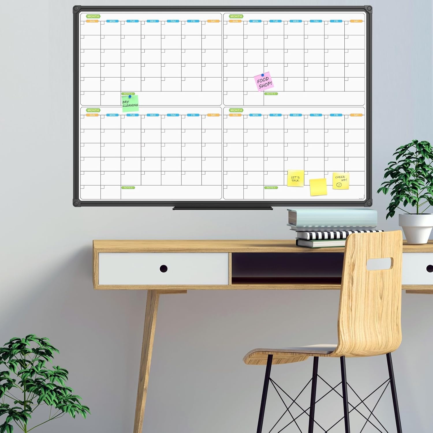 image:imageJILoffice Large Dry Erase Calendar Whiteboard Magnetic White Board Calendar Monthly 60 X 40 Inch Black Aluminum Frame Wall Mounted Board for Office Home and SchoolBlack