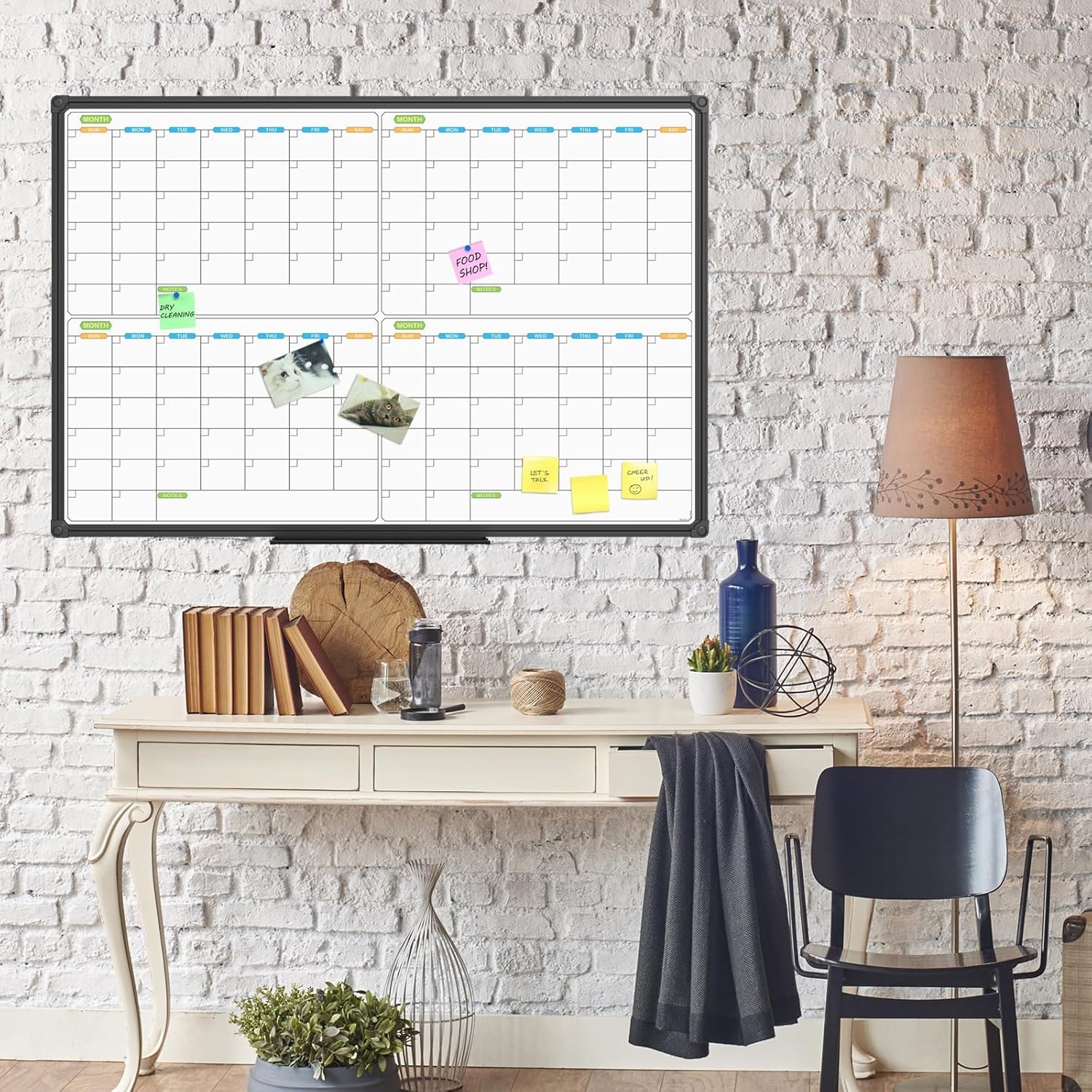 image:imageJILoffice Large Dry Erase Calendar Whiteboard Magnetic White Board Calendar Monthly 60 X 40 Inch Black Aluminum Frame Wall Mounted Board for Office Home and SchoolBlack
