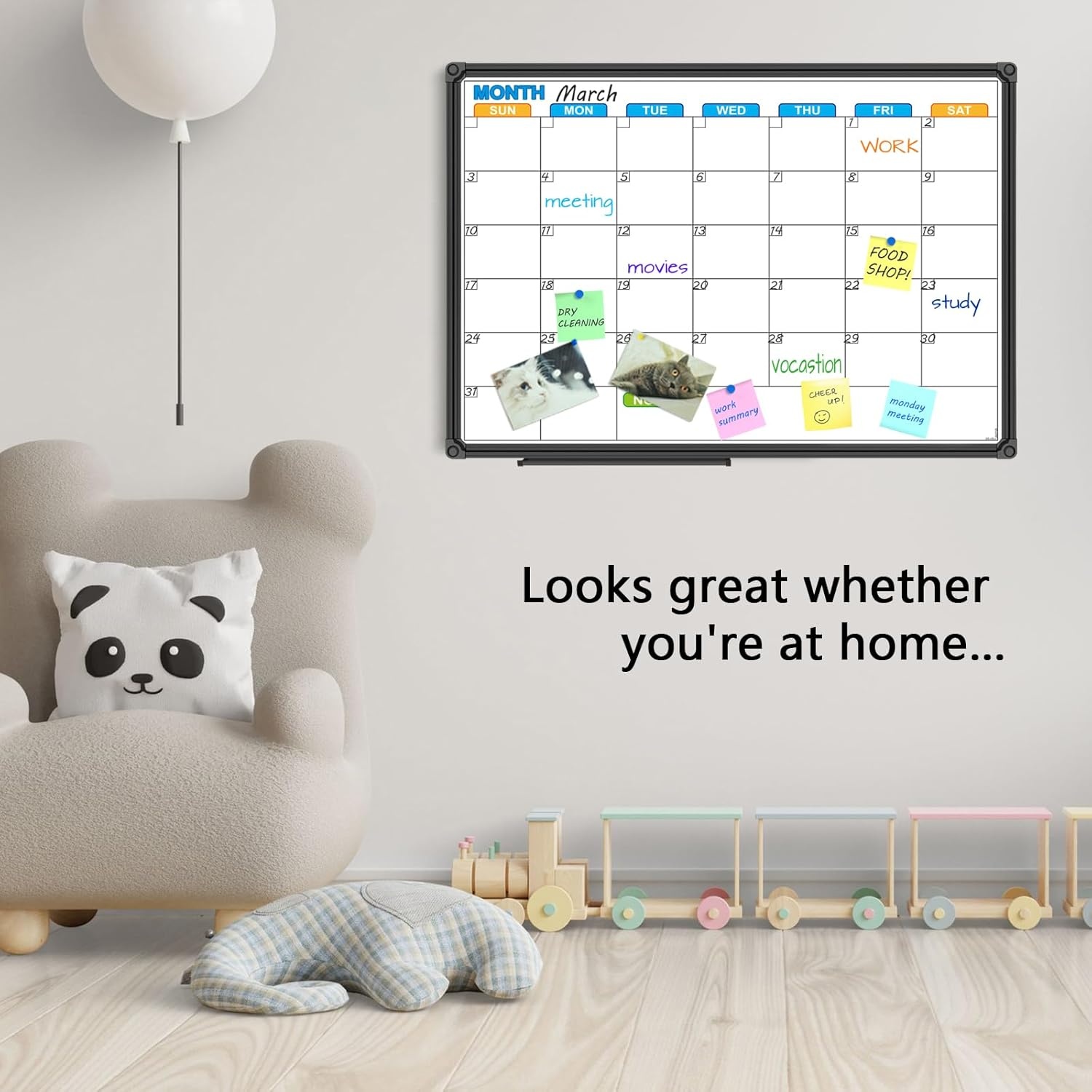 image:imageJILoffice Large Dry Erase Calendar Whiteboard Magnetic White Board Calendar Monthly 60 X 40 Inch Black Aluminum Frame Wall Mounted Board for Office Home and SchoolBlack
