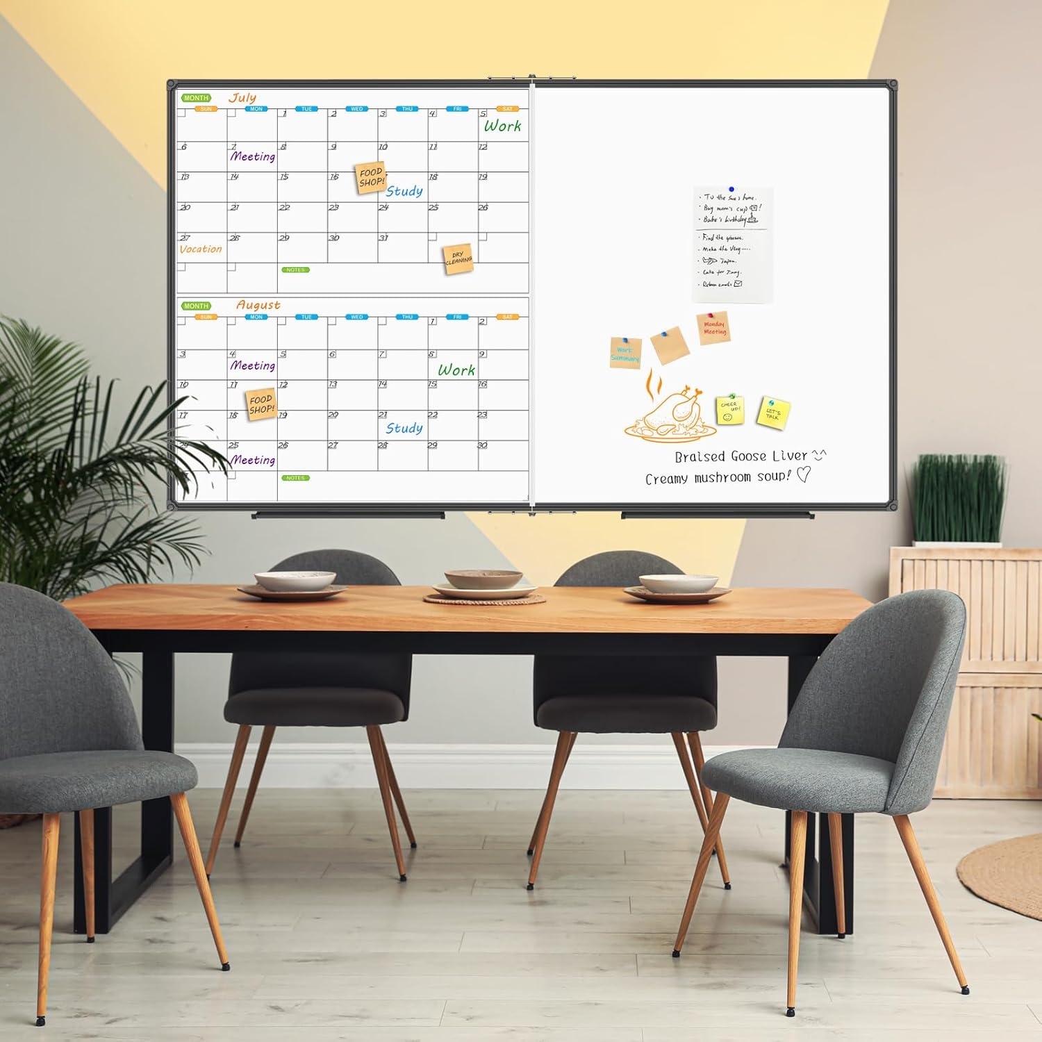 image:imageJILoffice Large Dry Erase Calendar Whiteboard Magnetic White Board Calendar Monthly 60 X 40 Inch Black Aluminum Frame Wall Mounted Board for Office Home and SchoolBlack