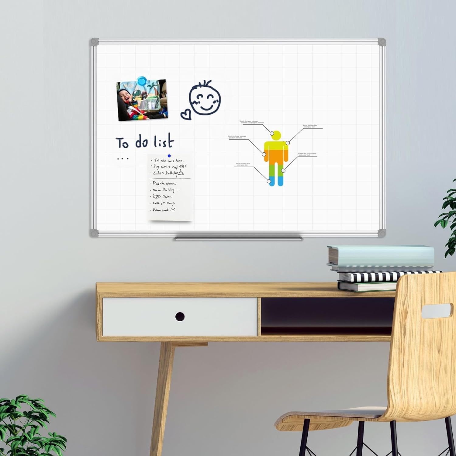 image:imageJILoffice Large Dry Erase Calendar Whiteboard Magnetic White Board Calendar Monthly 60 X 40 Inch Black Aluminum Frame Wall Mounted Board for Office Home and SchoolSilver