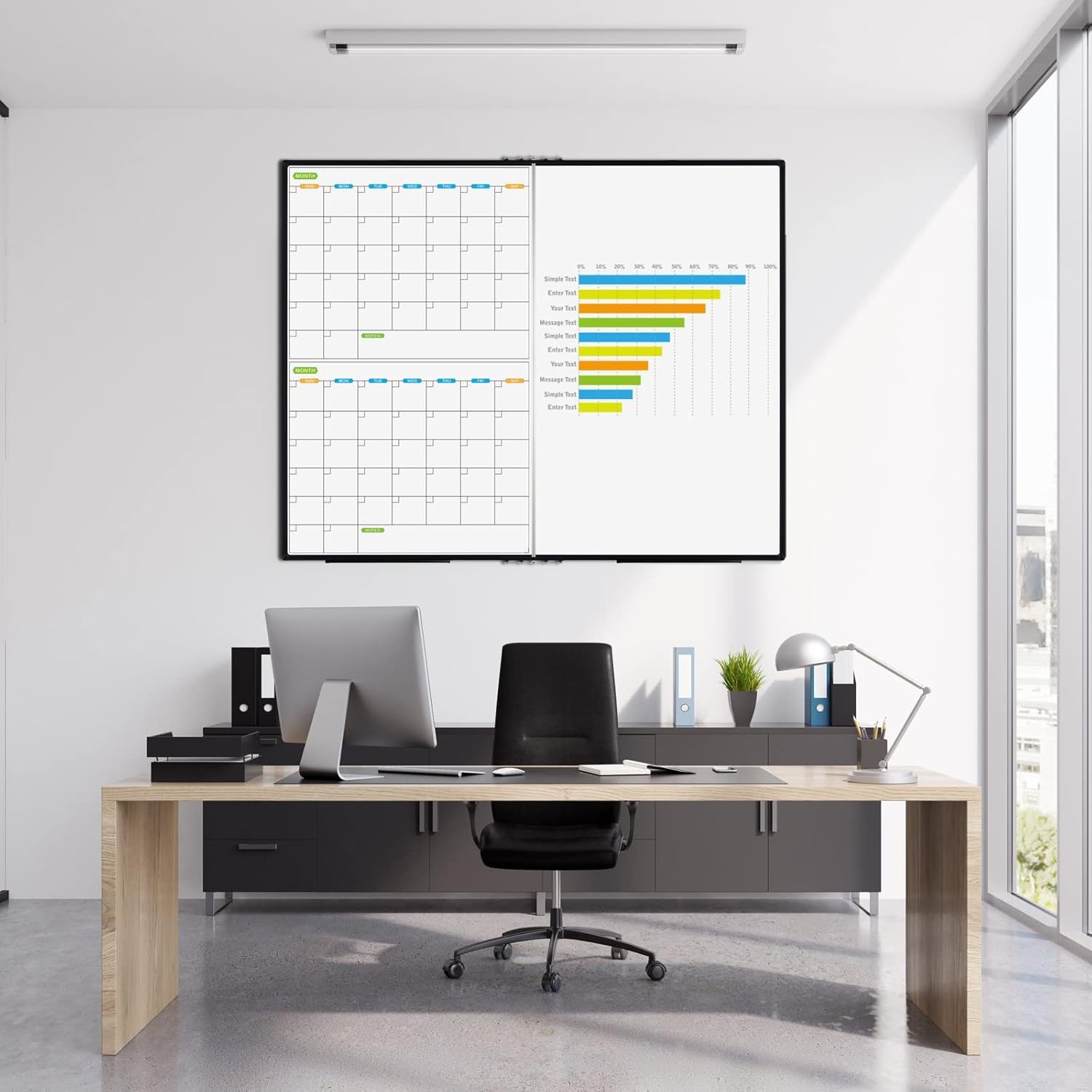 image:imageJILoffice Large Foldable White Board 60x40 Inches Dry Erase Magnetic White Board Silver Aluminum Frame with 2 Detachable Marker Tray Wall Mounted Board for Office Home and SchoolBlack