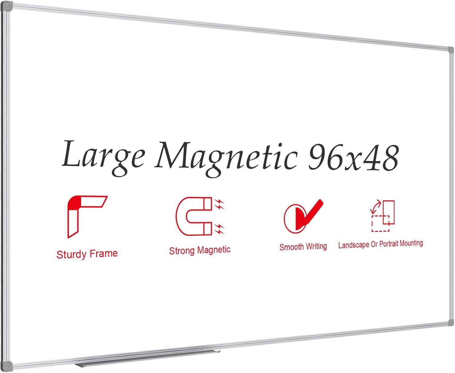 image:imageJILoffice Large Foldable White Board 60x40 Inches Dry Erase Magnetic White Board Silver Aluminum Frame with 2 Detachable Marker Tray Wall Mounted Board for Office Home and SchoolSilver