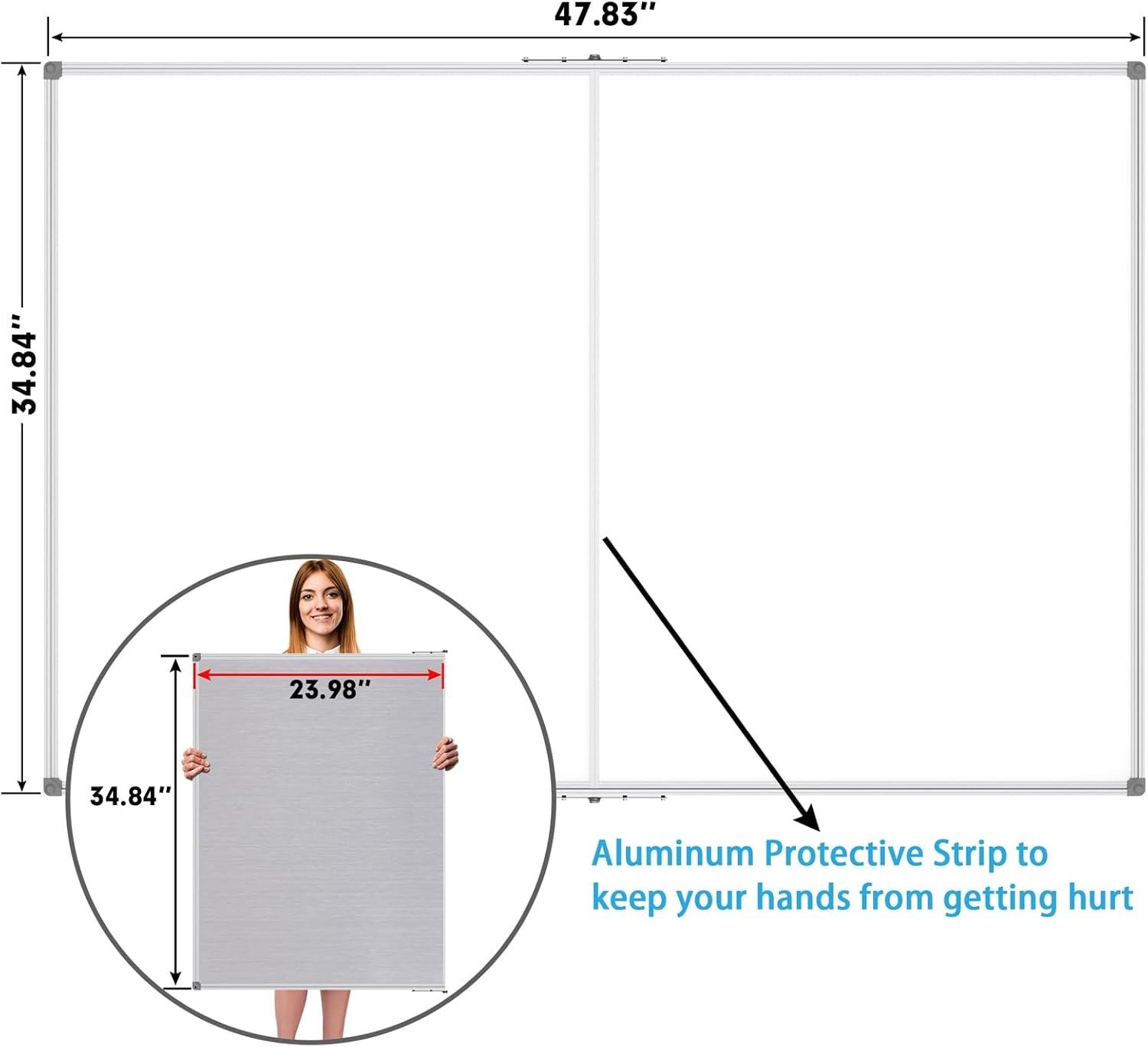 image:imageJILoffice Large Foldable White Board 60x40 Inches Dry Erase Magnetic White Board Silver Aluminum Frame with 2 Detachable Marker Tray Wall Mounted Board for Office Home and SchoolSilver