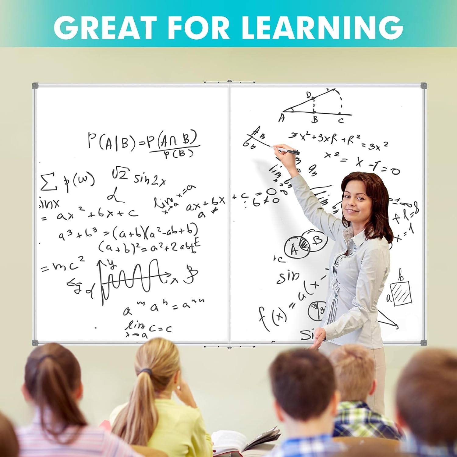 image:imageJILoffice Large Foldable White Board 60x40 Inches Dry Erase Magnetic White Board Silver Aluminum Frame with 2 Detachable Marker Tray Wall Mounted Board for Office Home and SchoolSilver
