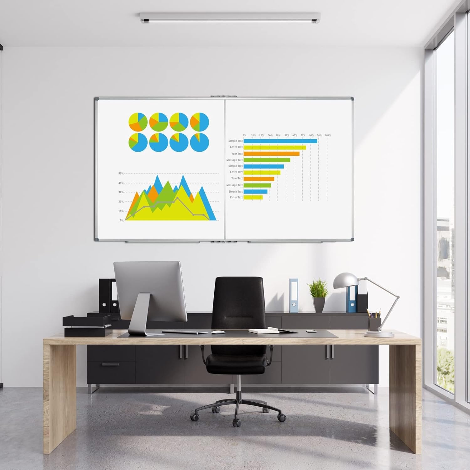 image:imageJILoffice Large Foldable White Board 60x40 Inches Dry Erase Magnetic White Board Silver Aluminum Frame with 2 Detachable Marker Tray Wall Mounted Board for Office Home and SchoolSilver