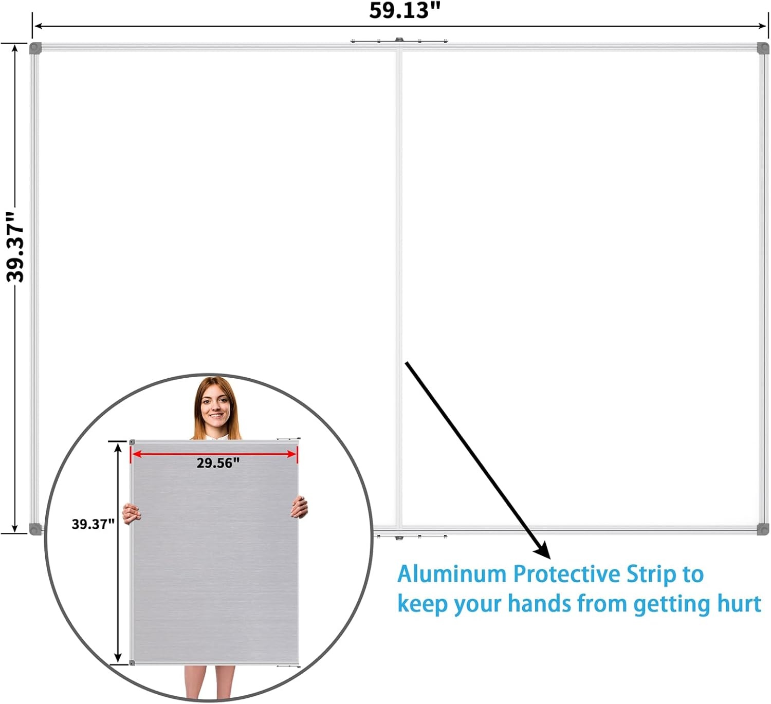 image:imageJILoffice Large Foldable White Board 60x40 Inches Dry Erase Magnetic White Board Silver Aluminum Frame with 2 Detachable Marker Tray Wall Mounted Board for Office Home and SchoolSilver