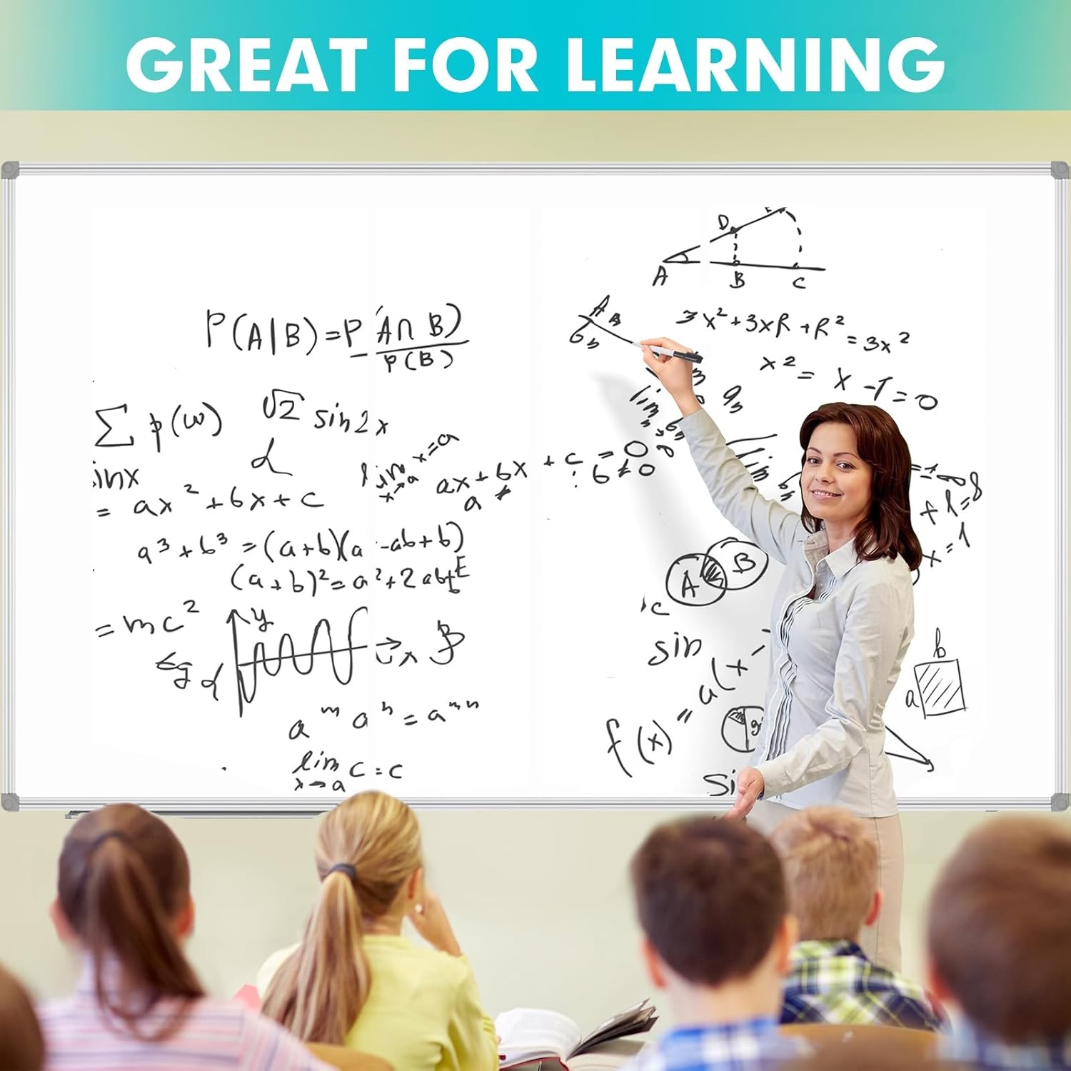 image:imageJILoffice Large Foldable White Board 60x40 Inches Dry Erase Magnetic White Board Silver Aluminum Frame with 2 Detachable Marker Tray Wall Mounted Board for Office Home and SchoolSilver