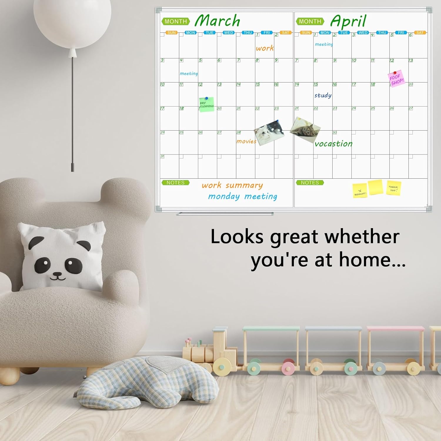image:imageJILoffice Magnetic Dry Erase Calendar Whiteboard 2 Month White Board Planner 36 X 24 Inch Silver Aluminum Frame Wall Mounted Board for Office Home and SchoolSilver