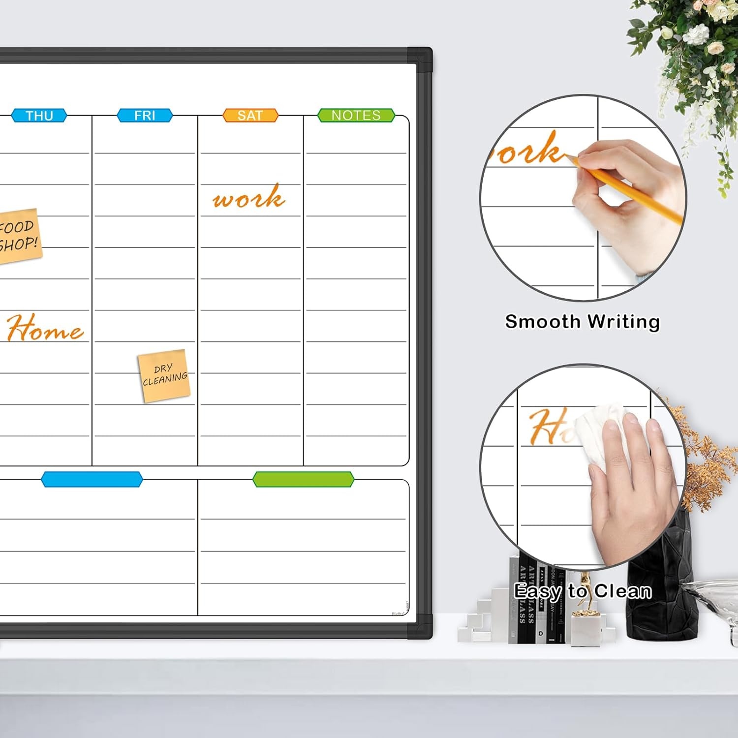 image:imageJILoffice Magnetic Dry Erase Calendar Whiteboard 2 Month White Board Planner 36 X 24 Inch Silver Aluminum Frame Wall Mounted Board for Office Home and SchoolBlack