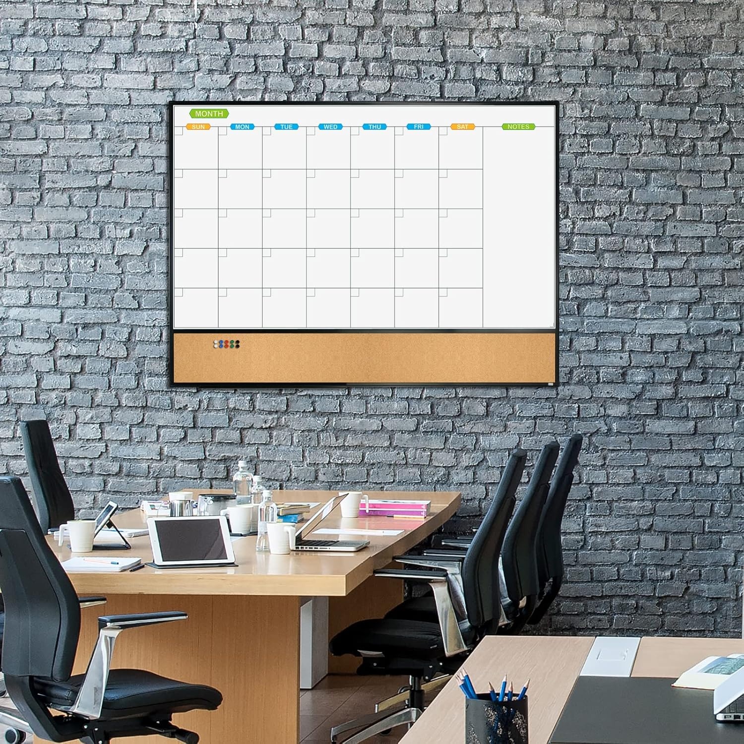 image:imageJILoffice Magnetic Foldable Dry Erase Calendar Whiteboard Combo 2 Month Calendar Board amp White Board 60 X 40 Inch Black Aluminum Frame Wall Mounted Board for Office Home and School48W x 36H