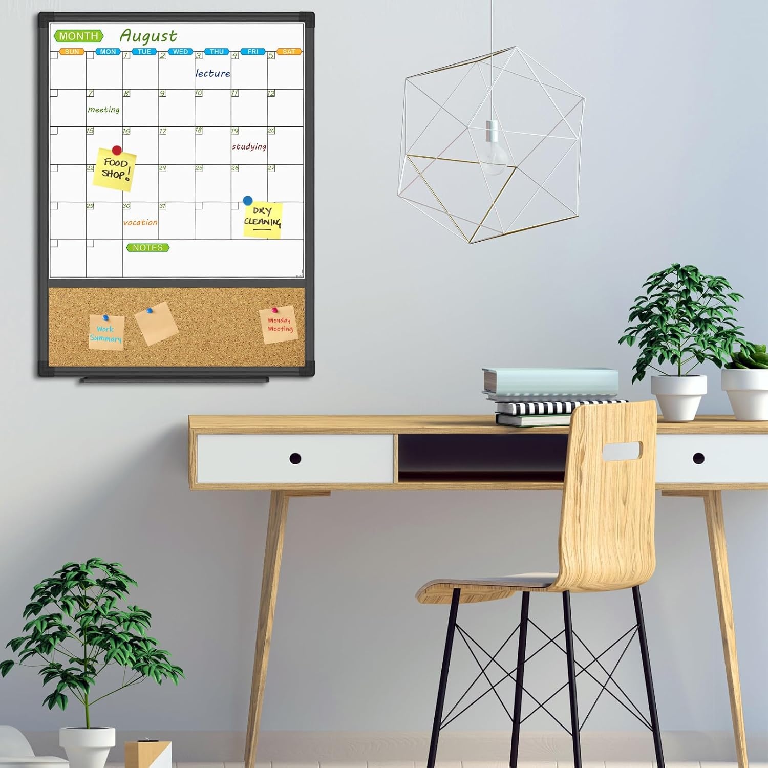 image:imageJILoffice Magnetic Foldable Dry Erase Calendar Whiteboard Combo 2 Month Calendar Board amp White Board 60 X 40 Inch Black Aluminum Frame Wall Mounted Board for Office Home and School20x 28