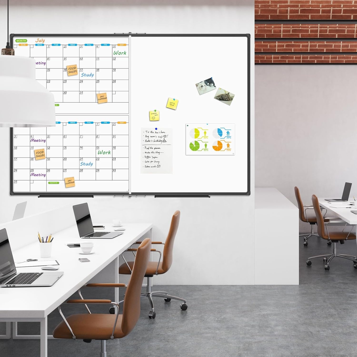 image:imageJILoffice Magnetic Foldable Dry Erase Calendar Whiteboard Combo 2 Month Calendar Board amp White Board 60 X 40 Inch Black Aluminum Frame Wall Mounted Board for Office Home and School60x 402 Month