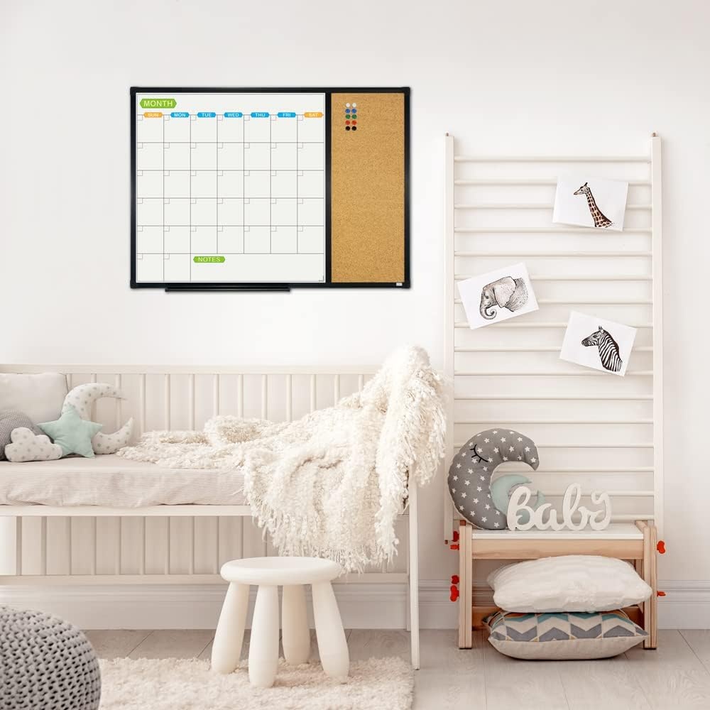 image:imageJILoffice Magnetic Foldable Dry Erase Calendar Whiteboard Combo 2 Month Calendar Board amp White Board 60 X 40 Inch Black Aluminum Frame Wall Mounted Board for Office Home and School28x 20