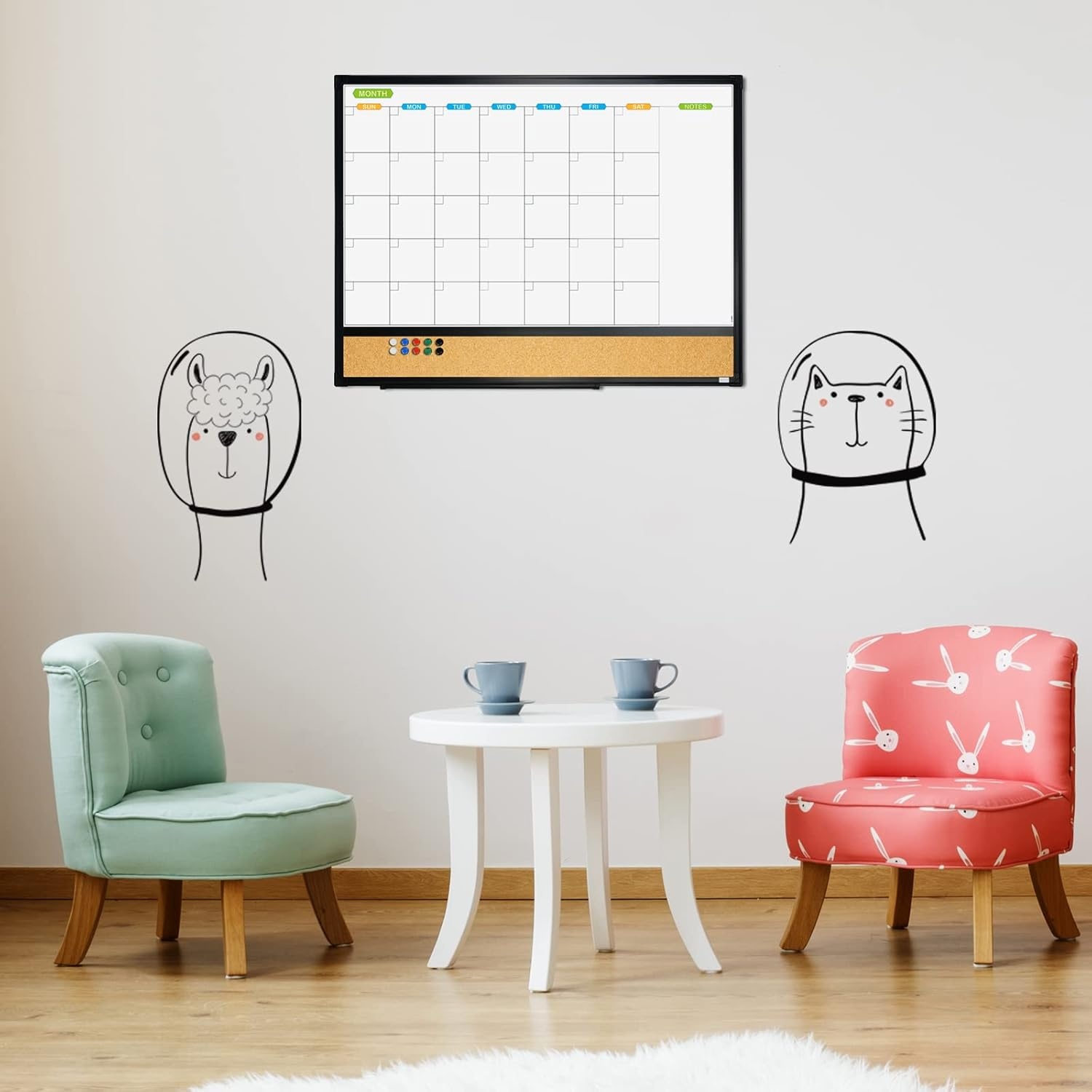 image:imageJILoffice Magnetic Foldable Dry Erase Calendar Whiteboard Combo 2 Month Calendar Board amp White Board 60 X 40 Inch Black Aluminum Frame Wall Mounted Board for Office Home and School24x 182 Pack