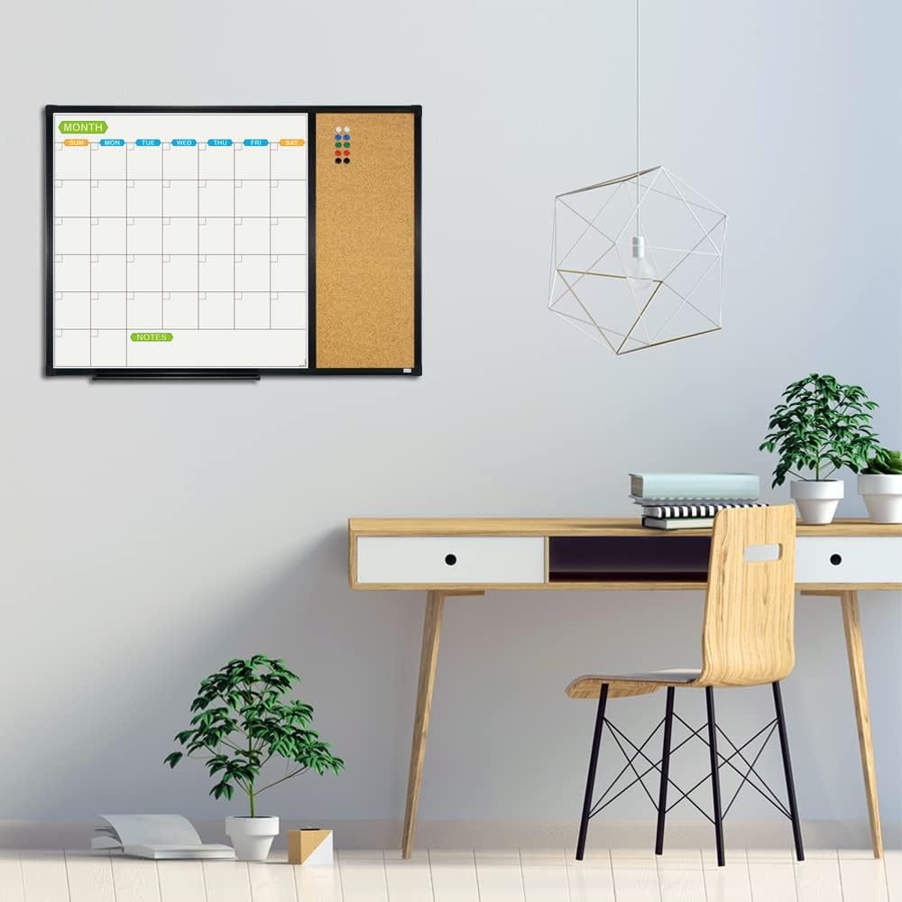 image:imageJILoffice Magnetic Foldable Dry Erase Calendar Whiteboard Combo 2 Month Calendar Board amp White Board 60 X 40 Inch Black Aluminum Frame Wall Mounted Board for Office Home and School28x 20
