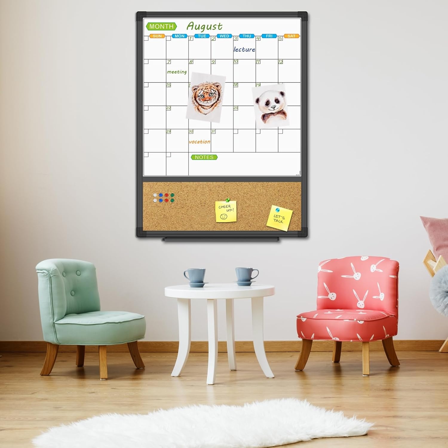 image:imageJILoffice Magnetic Foldable Dry Erase Calendar Whiteboard Combo 2 Month Calendar Board amp White Board 60 X 40 Inch Black Aluminum Frame Wall Mounted Board for Office Home and School20x 28
