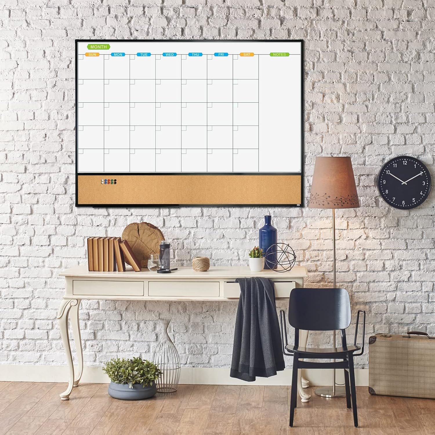image:imageJILoffice Magnetic Foldable Dry Erase Calendar Whiteboard Combo 2 Month Calendar Board amp White Board 60 X 40 Inch Black Aluminum Frame Wall Mounted Board for Office Home and School48W x 36H