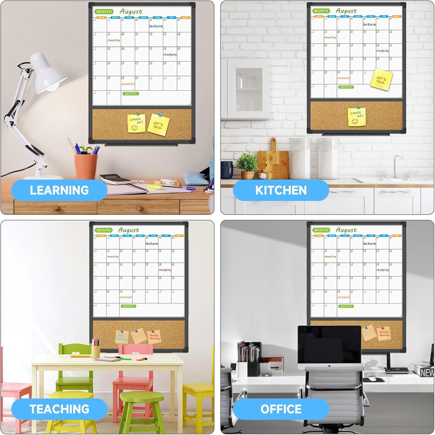 image:imageJILoffice Magnetic Foldable Dry Erase Calendar Whiteboard Combo 2 Month Calendar Board amp White Board 60 X 40 Inch Black Aluminum Frame Wall Mounted Board for Office Home and School20x 28