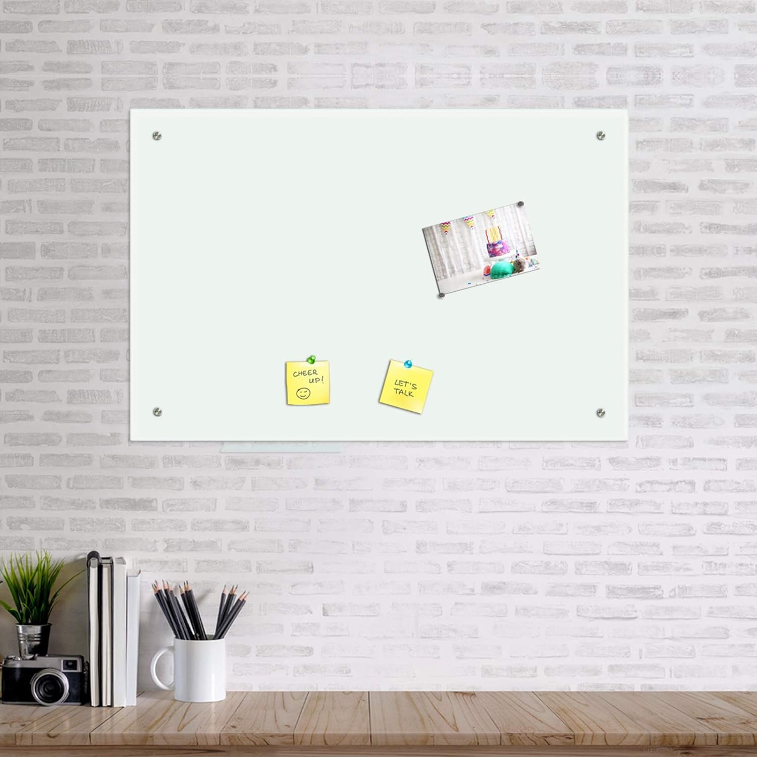image:imageJILoffice Magnetic Glass Whiteboard 36 x 24 Inch Glass Dry Erase Board Wall Mounted Frameless with Marker Tray and 4 Magnets for Office Home and School