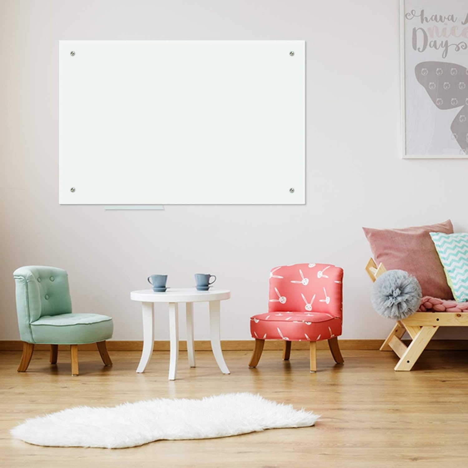 image:imageJILoffice Magnetic Glass Whiteboard 36 x 24 Inch Glass Dry Erase Board Wall Mounted Frameless with Marker Tray and 4 Magnets for Office Home and School