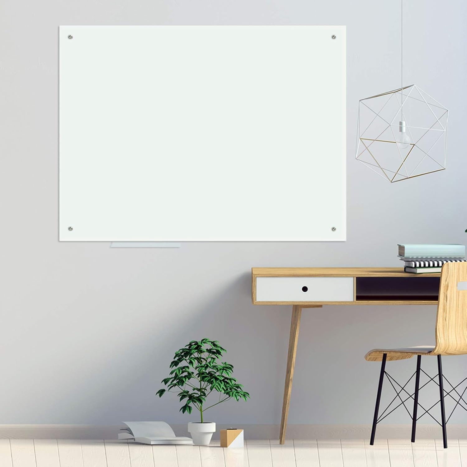 image:imageJILoffice Magnetic Glass Whiteboard 48 x 36 Inch Glass Dry Erase Board Wall Mounted Frameless with Marker Tray and 4 Magnets for Office Home and School
